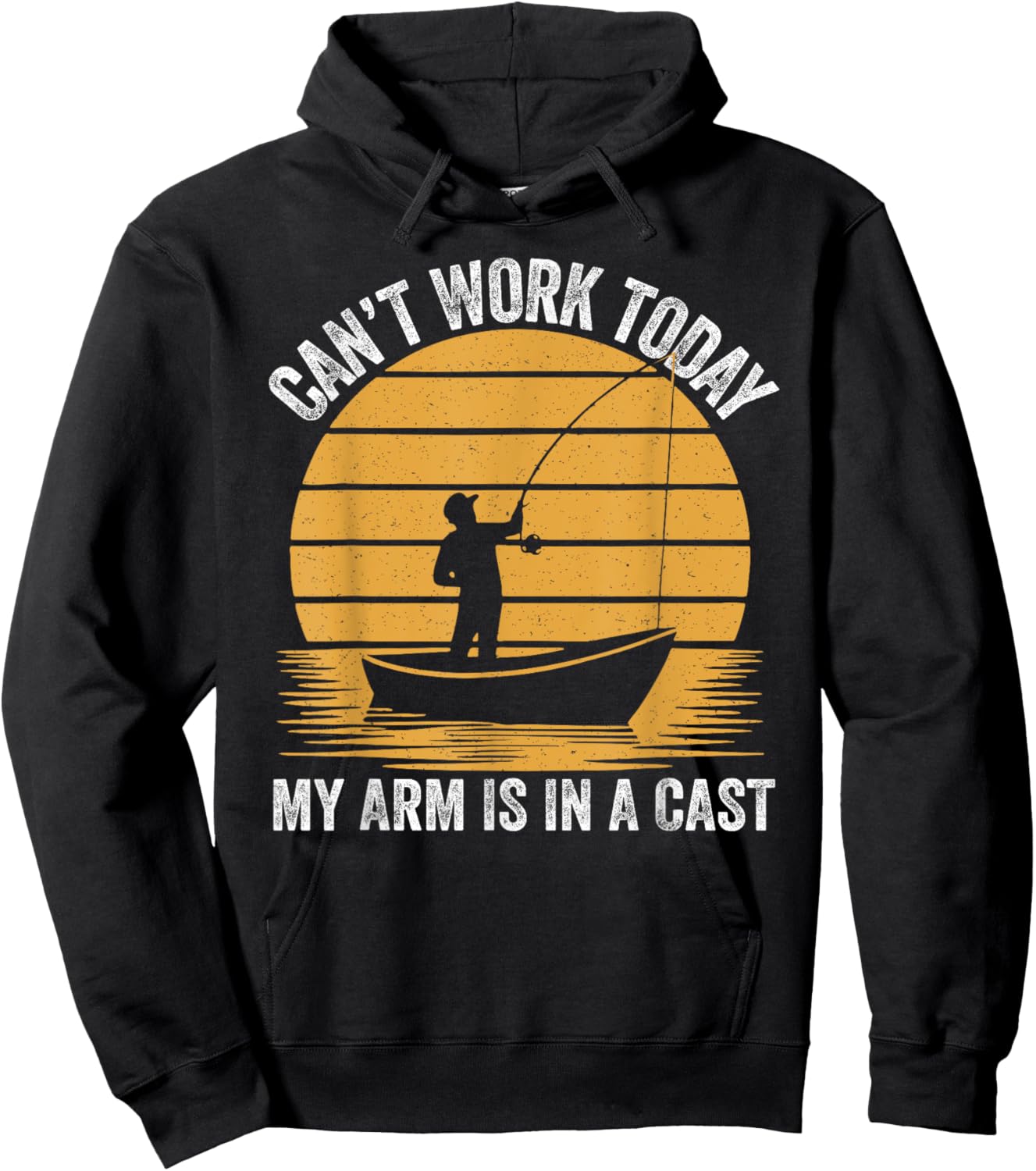 I Can't Work Today My Arm is in A Cast Fishing Fathers Day Hoodie - Hoodie | Black