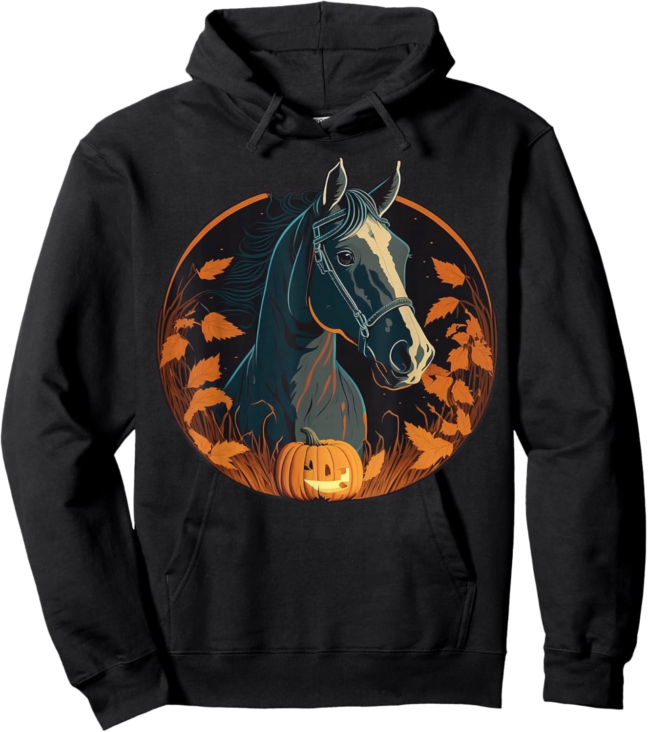 Pumpkin Horse costume on Horse Halloween Hoodie - Hoodie | Black