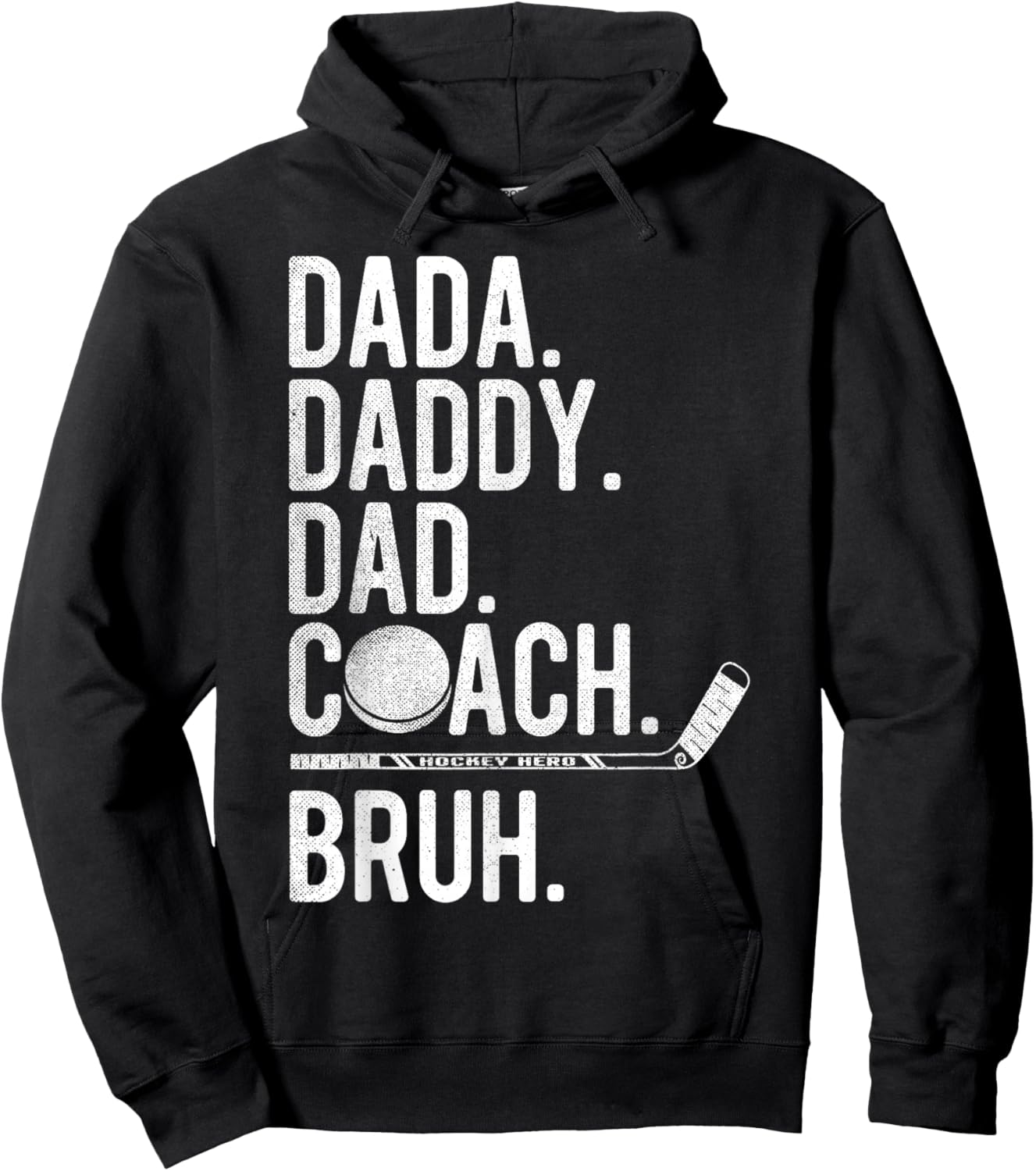 Dada Daddy Dad Bruh Vintage Ice Hockey Coach Family Humor Hoodie - Hoodie | Black