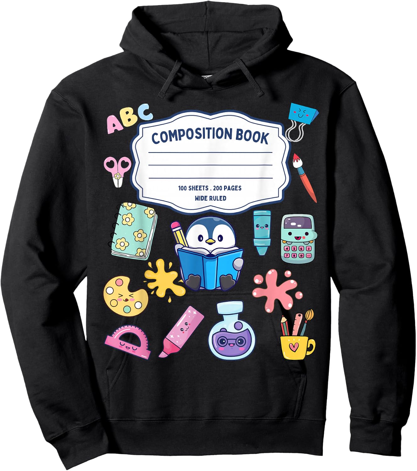 Composition Notebook Costume Matching Group Halloween School Hoodie - Hoodie | Black