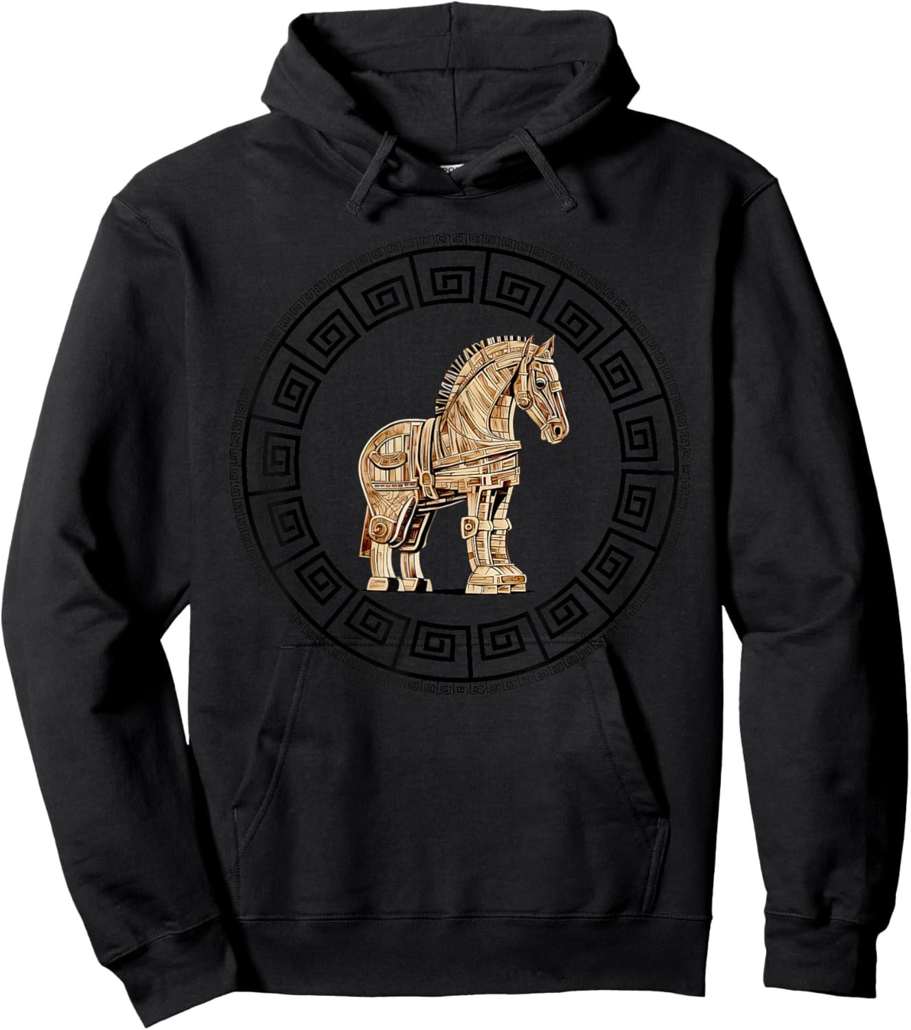 Greek Mythology Odyssey Greek History Trojan Horse Greek Key Hoodie - Hoodie | Black