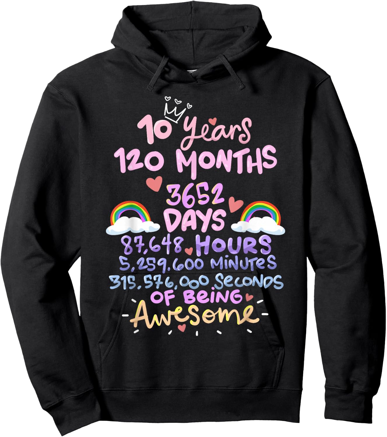 10 Years 120 Months Birthday Hoodie - Hoodie | Black