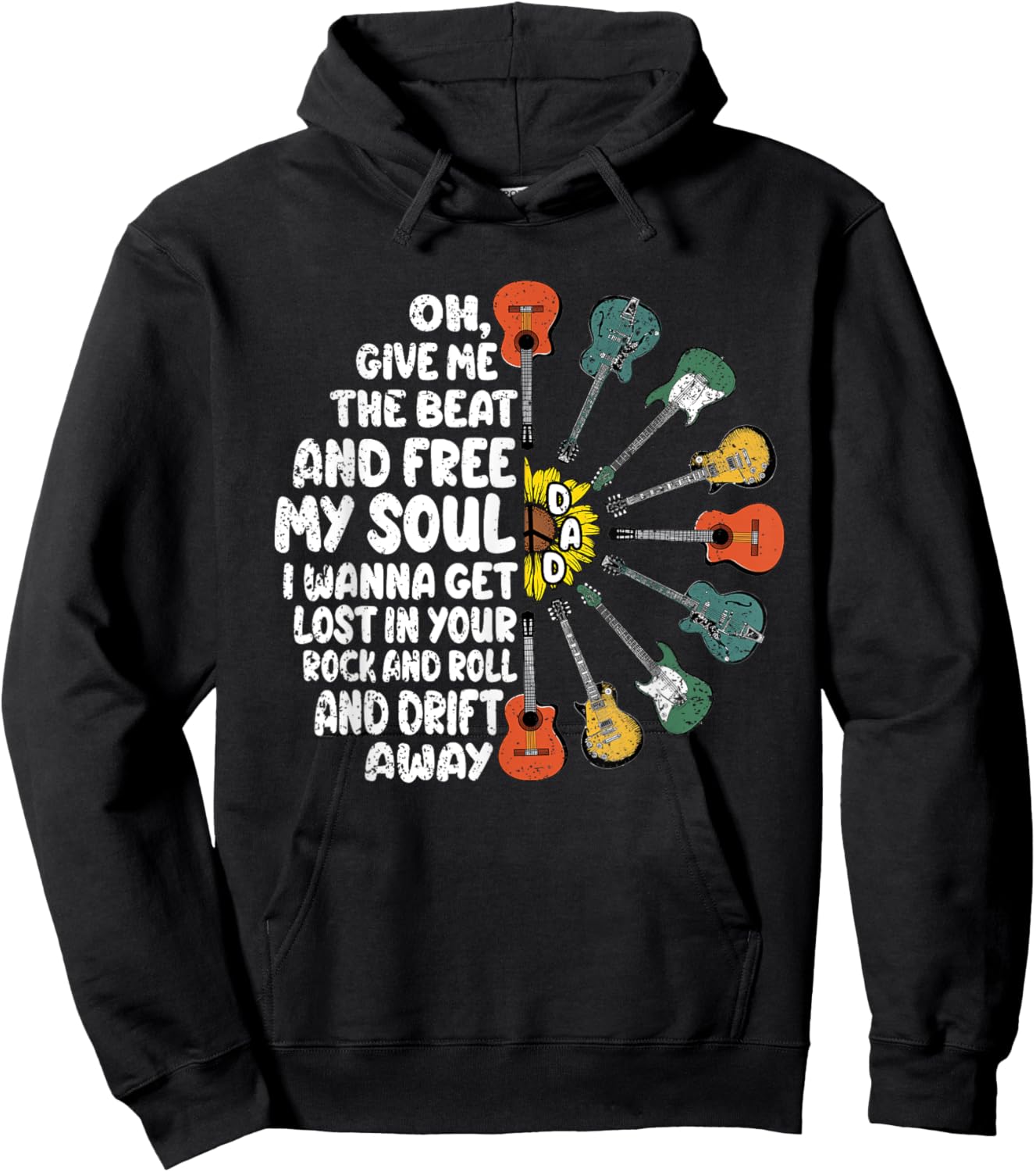 Guitar Player Dad Fathers Day Guitarist Musician Papa Men Hoodie - Hoodie | Black