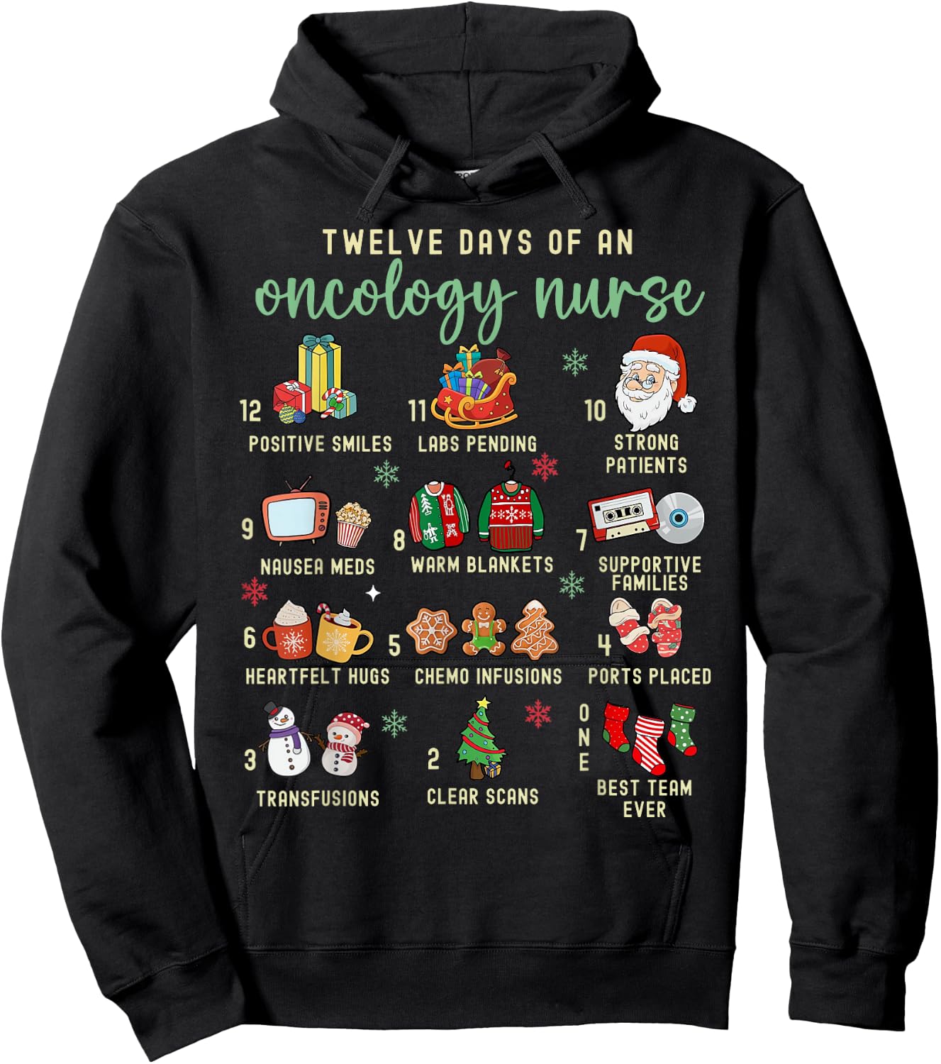 Christmas Oncology Rn Nurse 12 Days Of An Oncology Nurse Hoodie - Hoodie | Black