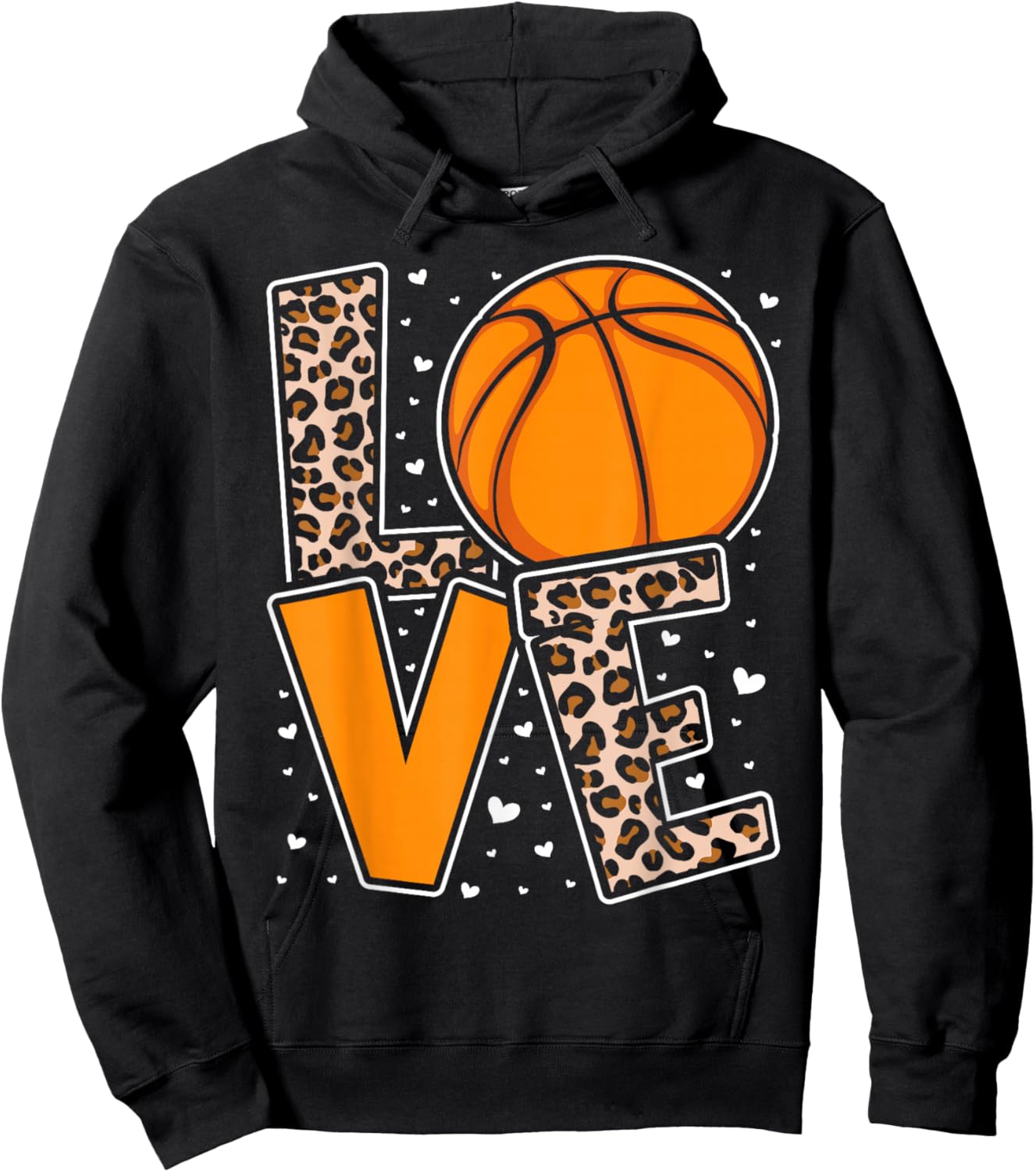 Love Basketball Leopard Print Women Girls Basketball Lover Hoodie - Hoodie | Black