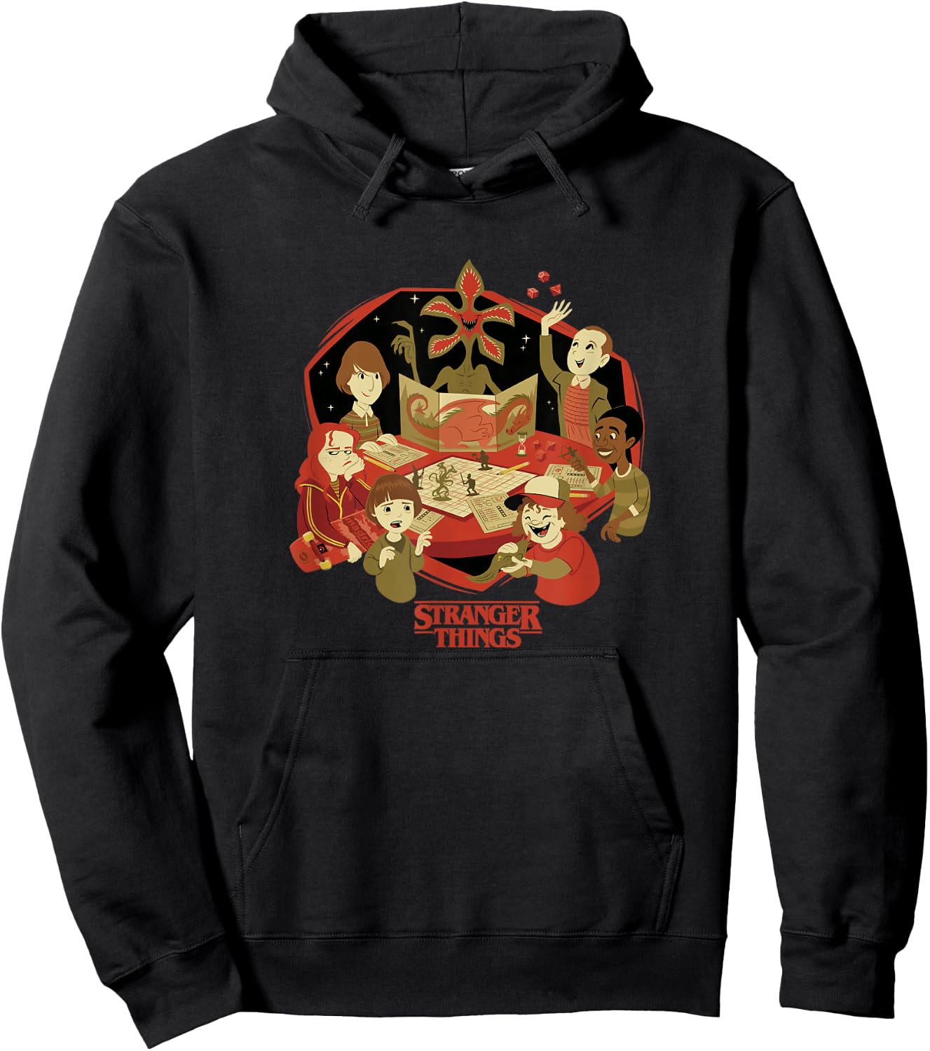 Stranger Things D&D Group Shot Cartoon Hoodie - Hoodie | Black