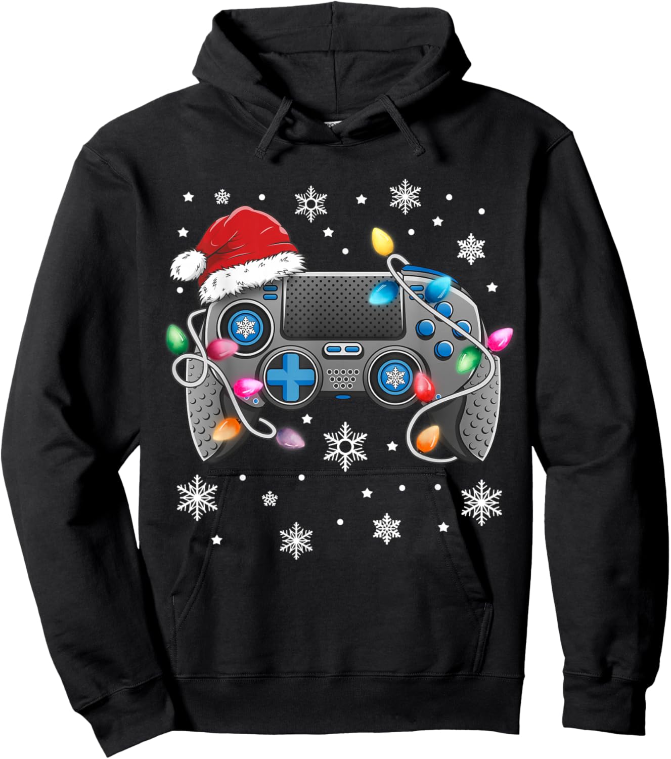 Video Game Controller Christmas Santa Hat Gamer Boys Hoodie - Hoodie | Black