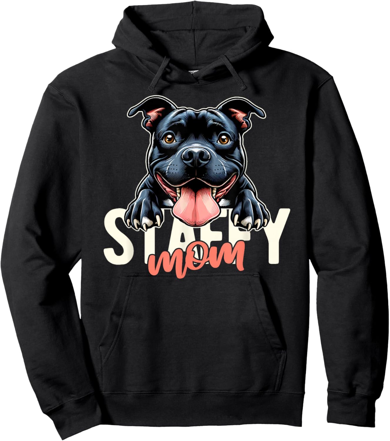 Staffy Mom Staffordshire Bull Terrier Dog Tattoo Funny Women Hoodie - Hoodie | Black