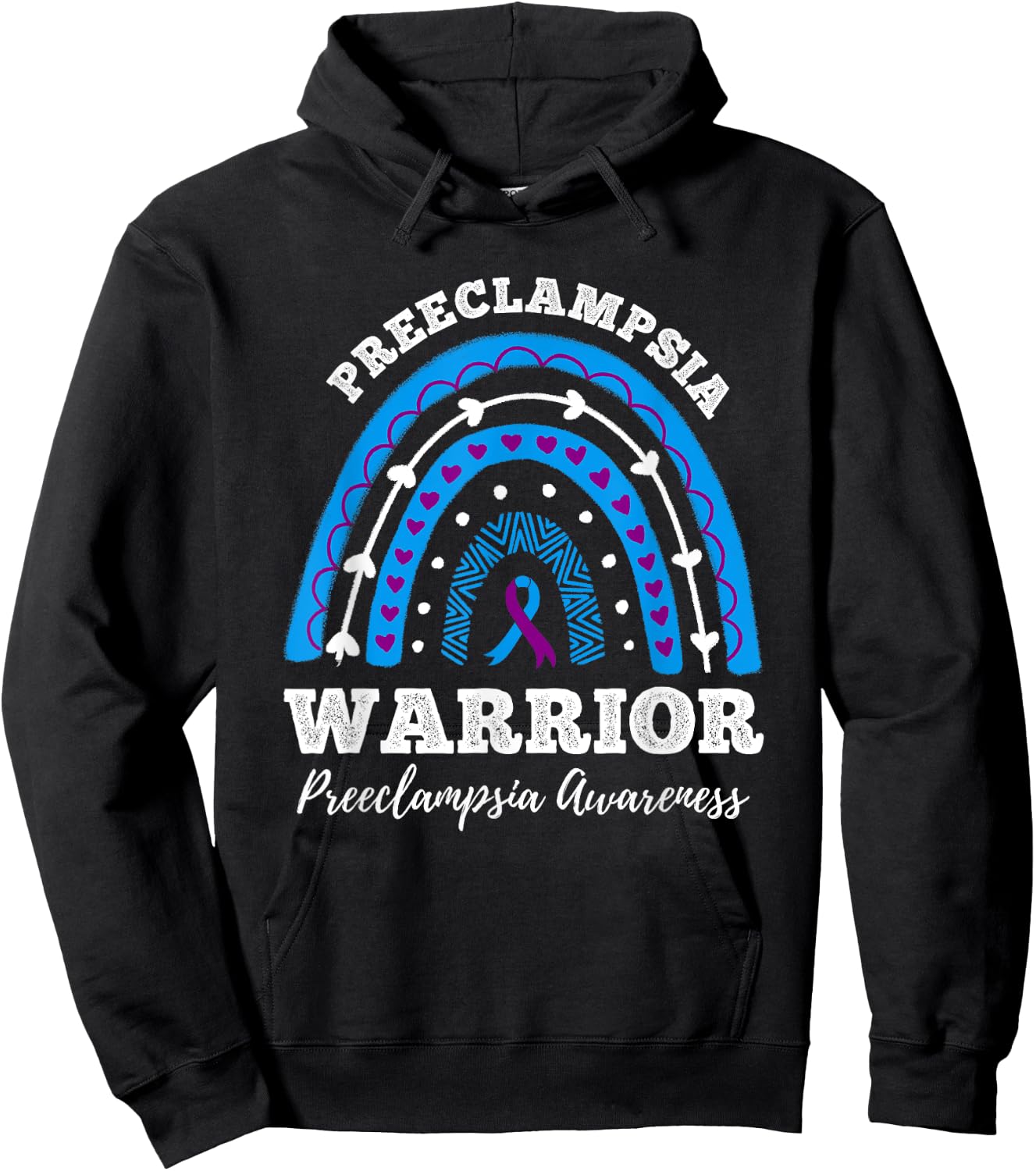 Rainbow Warrior Preeclampsia Awareness Month Hoodie - Hoodie | Black