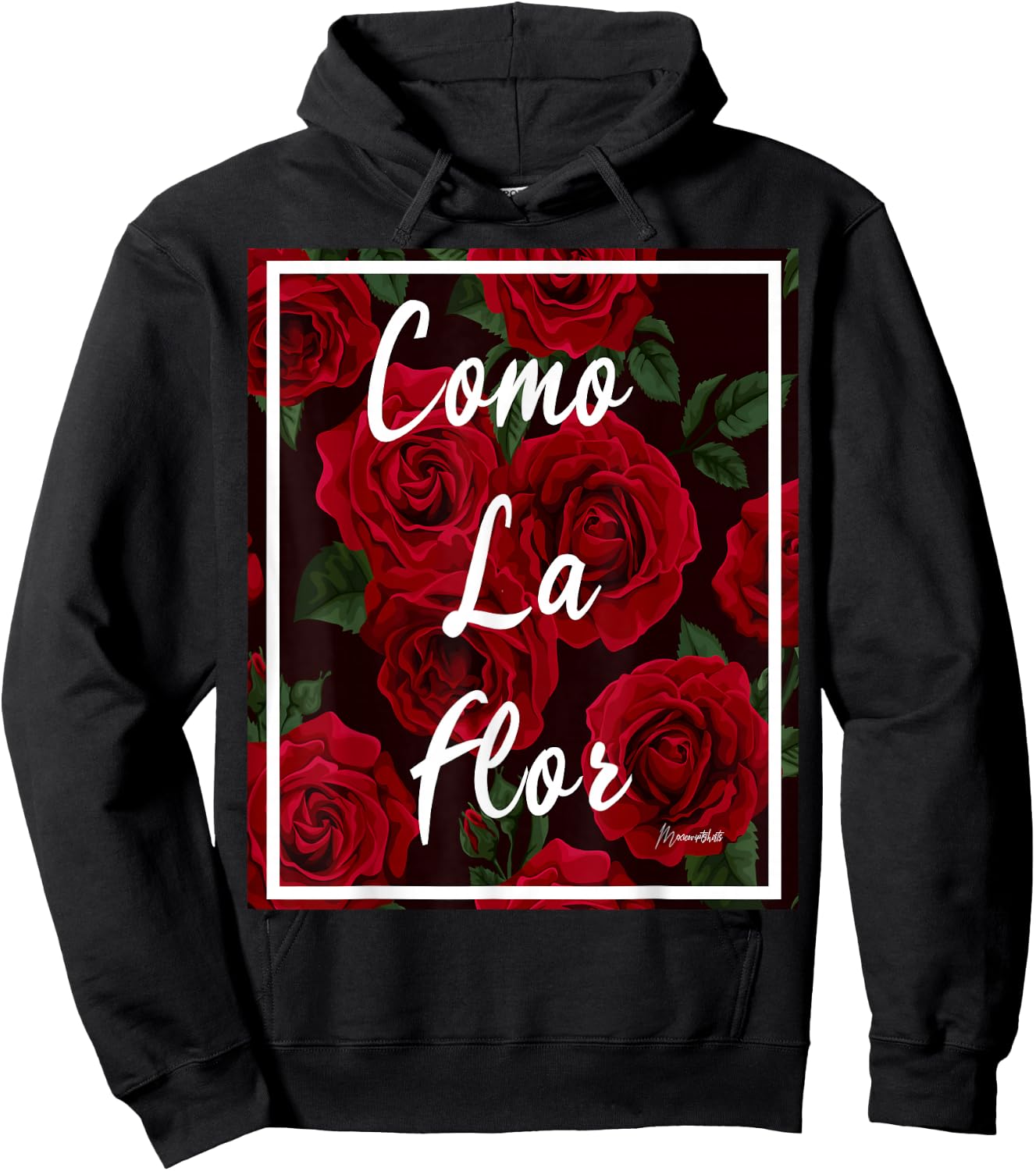Como LA Flor RED Roses T Shirt Hoodie - Hoodie | Black