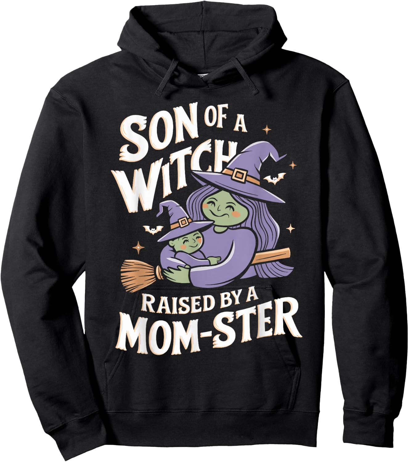 Son of a Witch Raised by a Mom ster Mom and Son Halloween Hoodie - Hoodie | Black