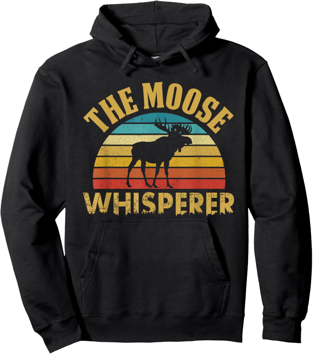 The Moose Whisperer Funny Wildlife Pun Alaska Retro Animal Hoodie - Hoodie | Black
