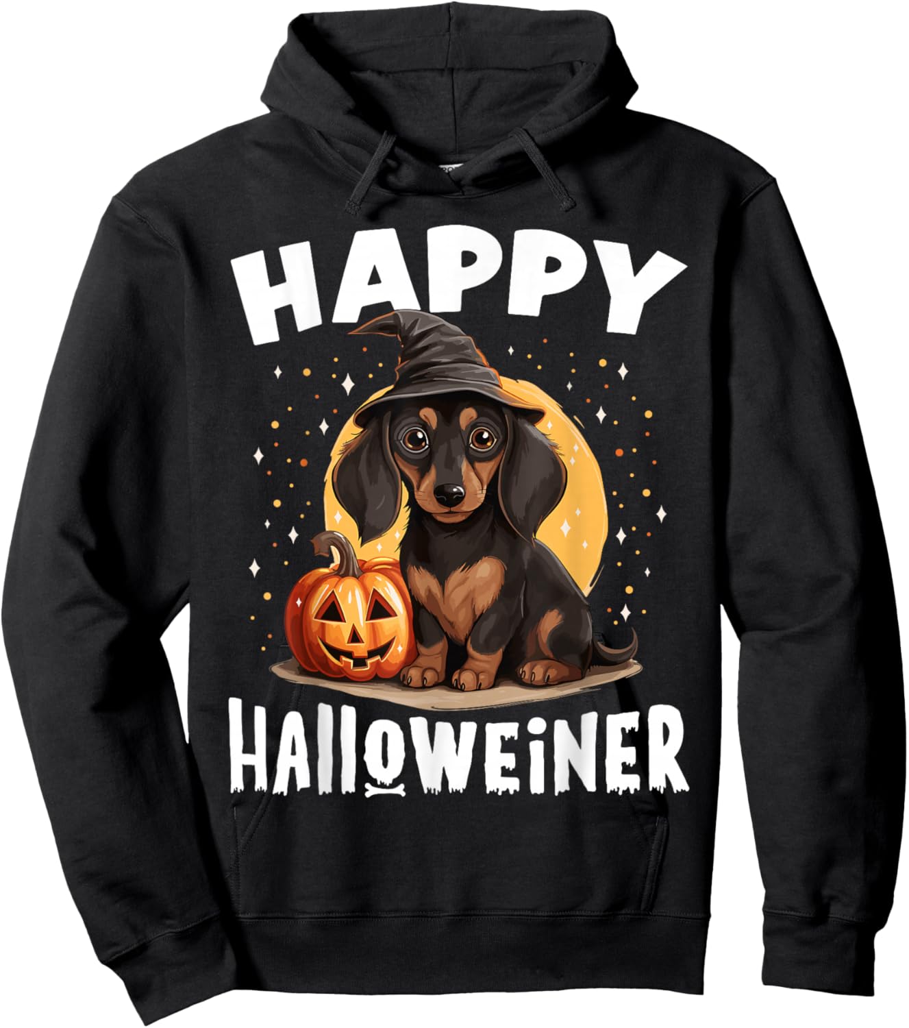 Happy Halloweiner Funny Halloween Costume Dachshund Dog Hoodie - Hoodie | Black