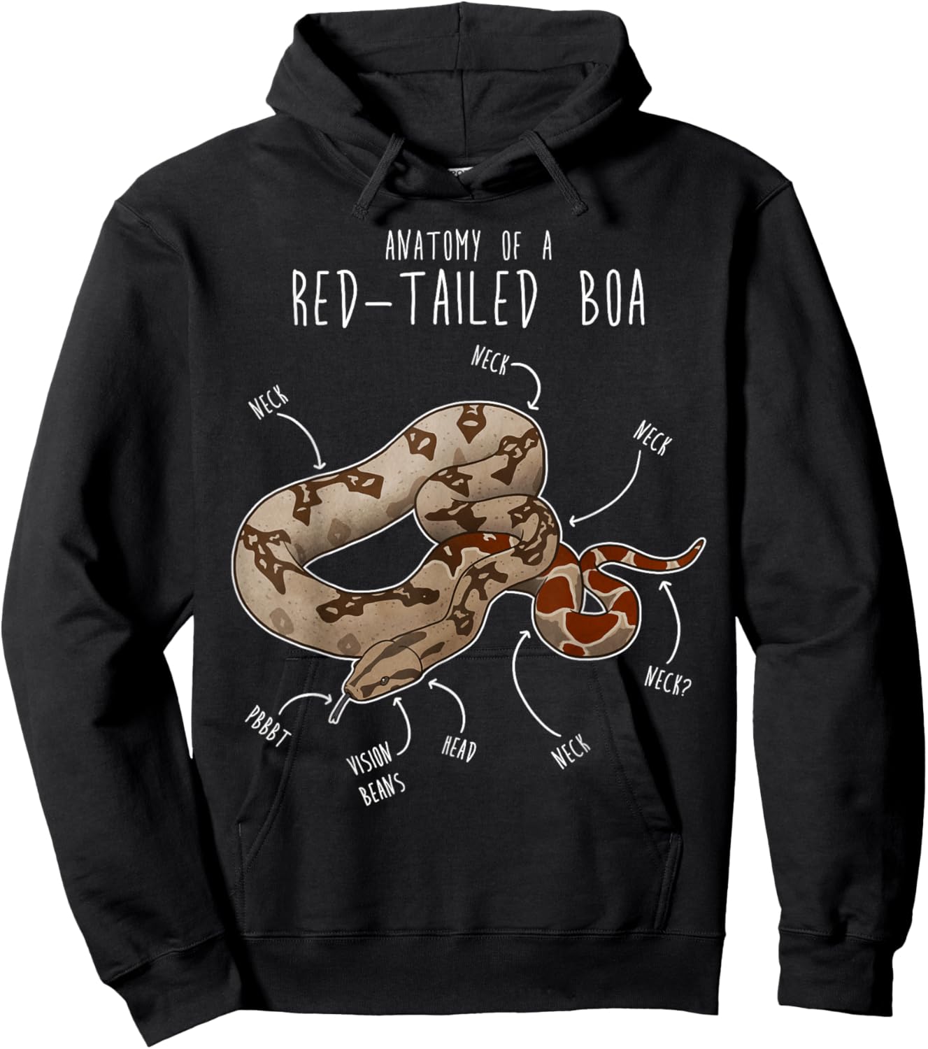 Red-Tailed Boa Snake Anatomy, Funny Cute Pet Reptile Mom Dad Hoodie - Hoodie | Black