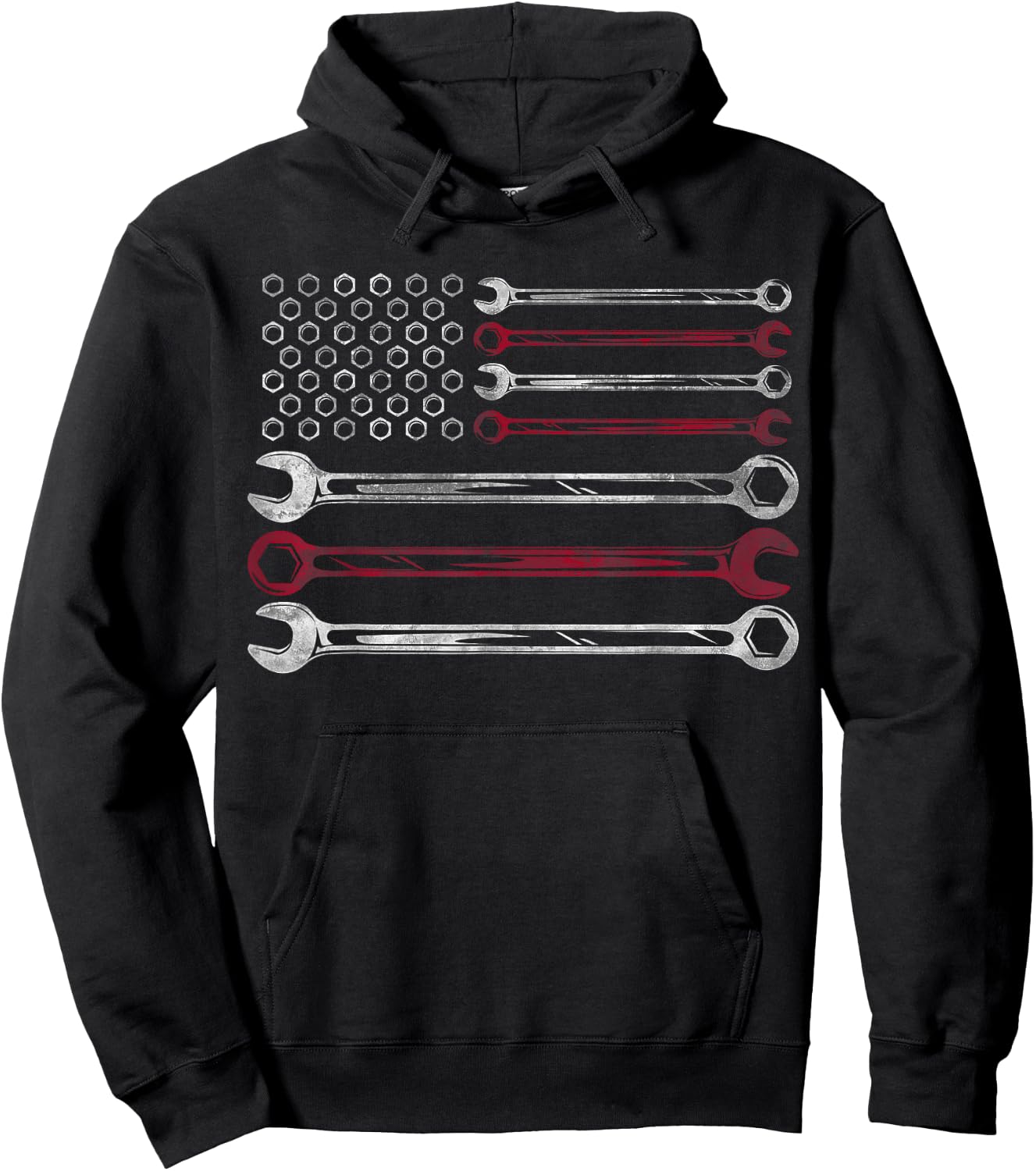 Patriotic Mechanic Flag American Car Repairman Gift USA Flag Hoodie - Hoodie | Black