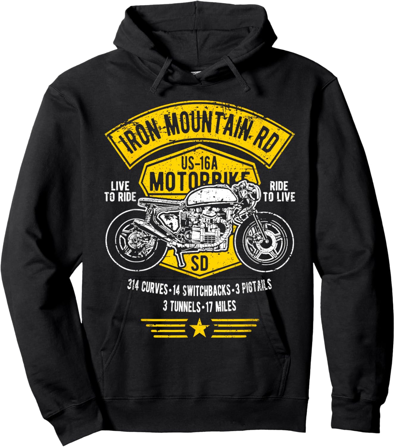 Iron Mountain Road US-16A South Dakota Motorcycle Design Hoodie - Hoodie | Black