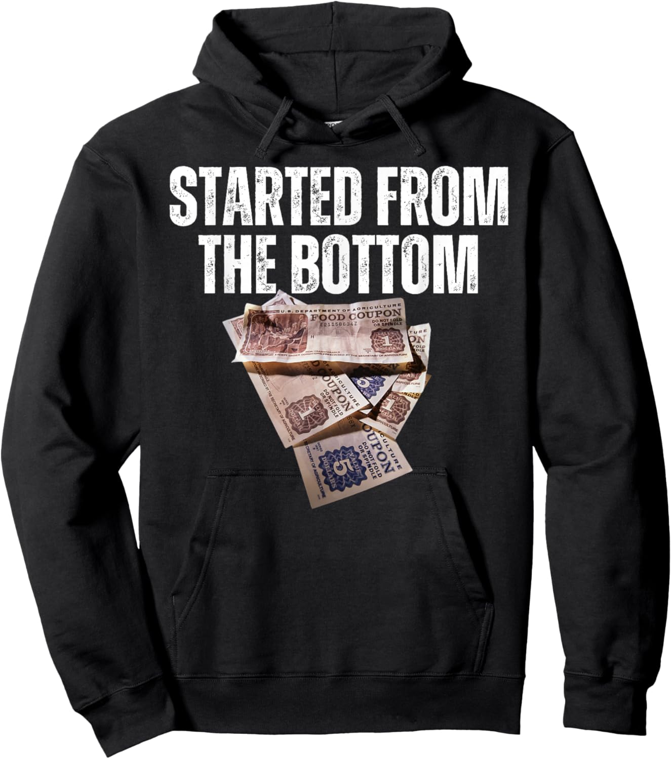 Started from Bottom Food Stamp Coupon Apparel Vacation Trip Hoodie - Hoodie | Black