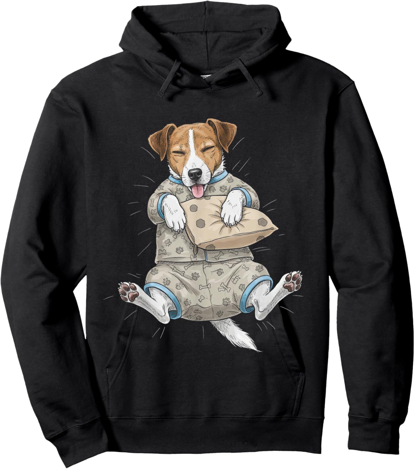 Funny Sleepy Jack Russell Terrier Dog Pajama Men Women Kids Hoodie - Hoodie | Black