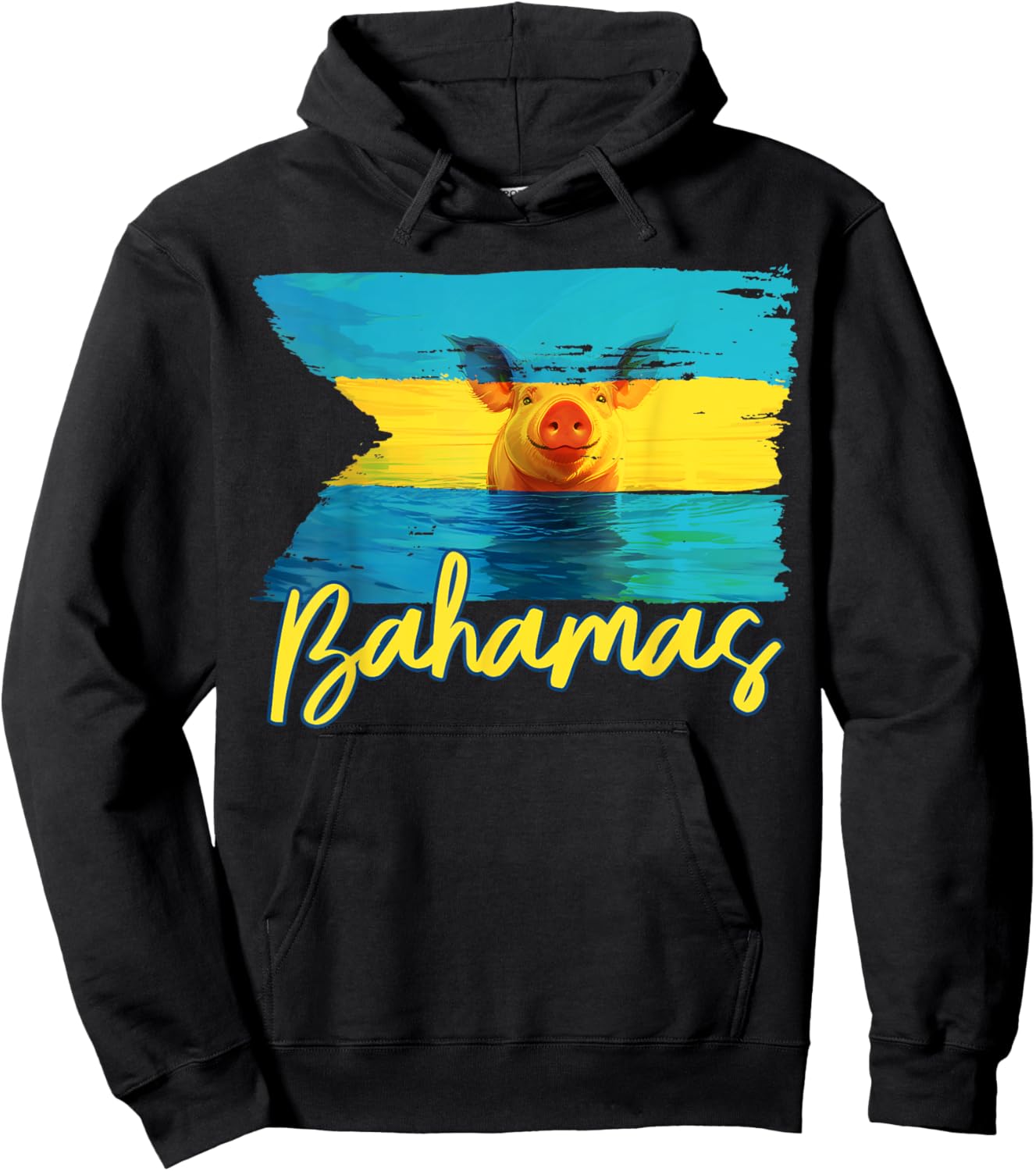 Bahamas Swimming Pig Flag Beach Caribbean Vacation Family Hoodie - Hoodie | Black