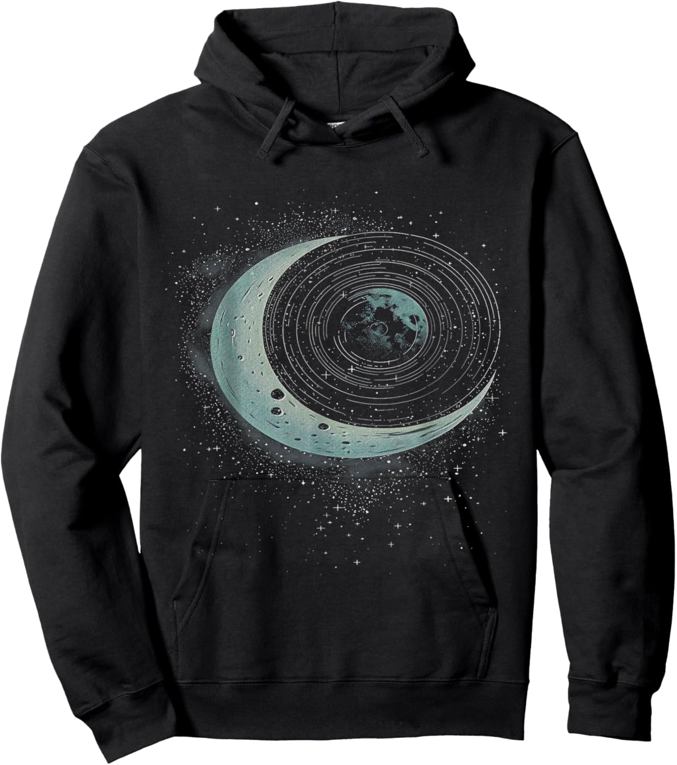 Vinyl Record Moon Hoodie - Hoodie | Black