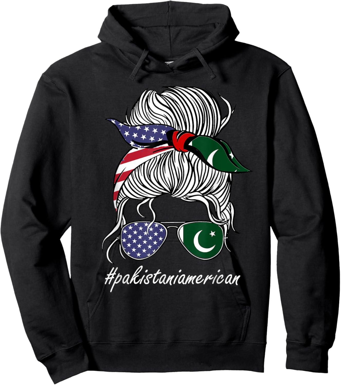Pakistan Heritage American Grown Women Girl Pakistan Flag Hoodie - Hoodie | Black