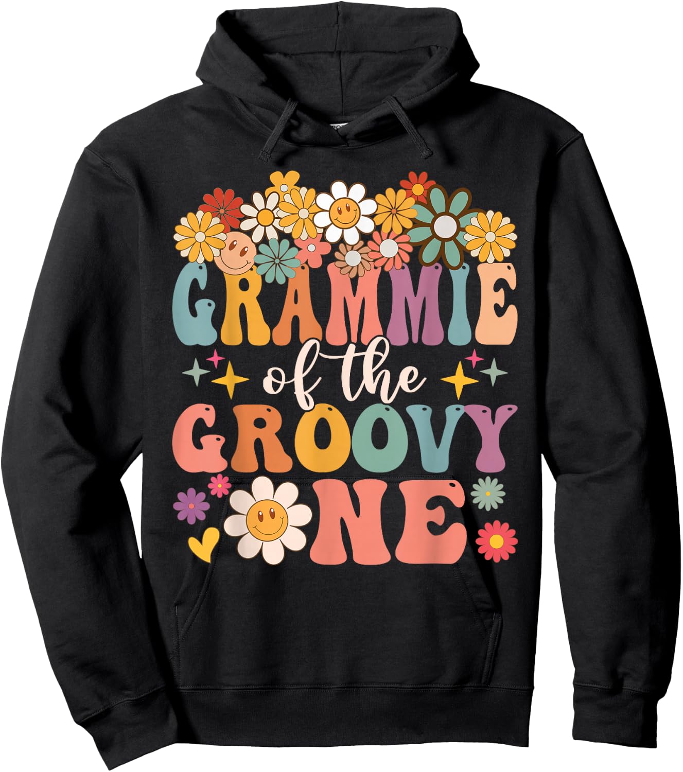 Retro Grammie of Groovy One Matching Family 1st Birthday Hoodie - Hoodie | Black
