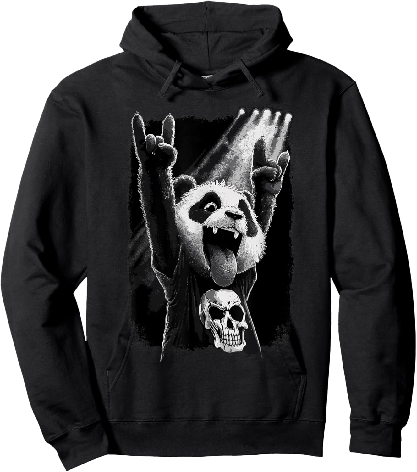 Rock Panda Skull On Stage Concert Hoodie - Hoodie | Black