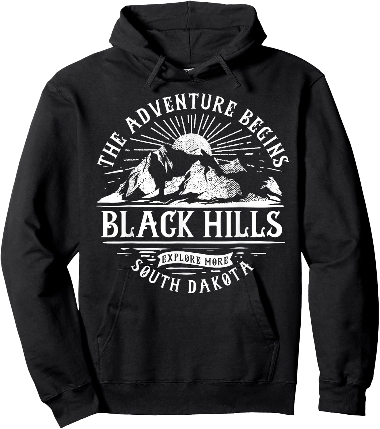 Black Hills SD The Adventure Begins Hoodie - Hoodie | Black