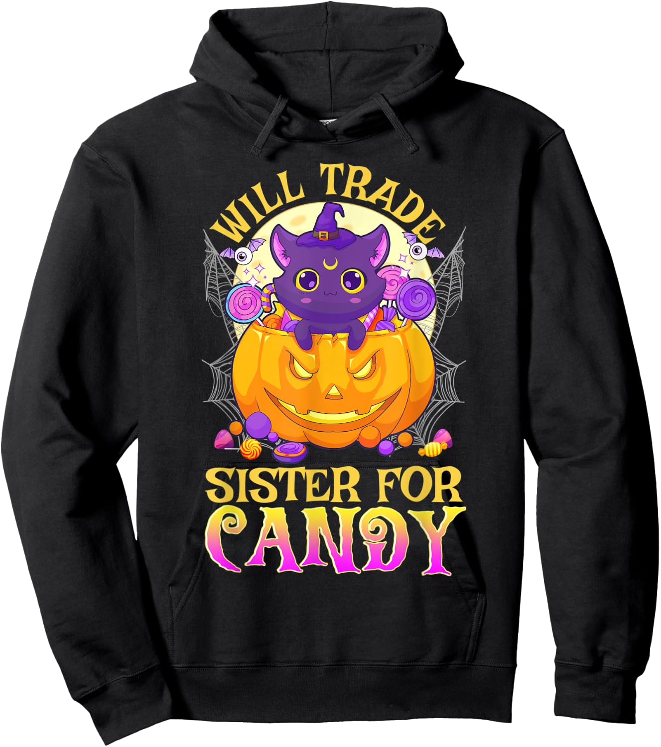 Will Trade Sister For Candy Cute Halloween Hoodie - Hoodie | Black