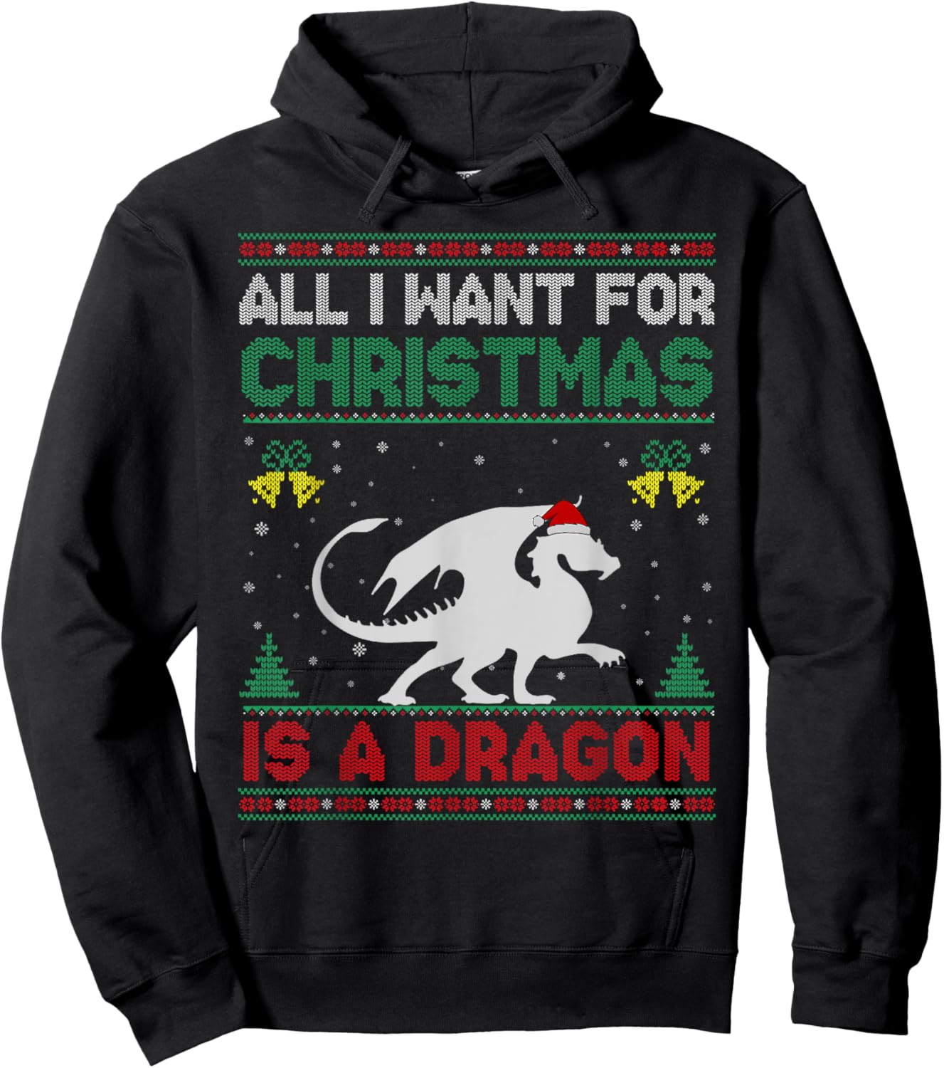 All I Want For Christmas Is A Dragon Ugly Sweater Hoodie - Hoodie | Black
