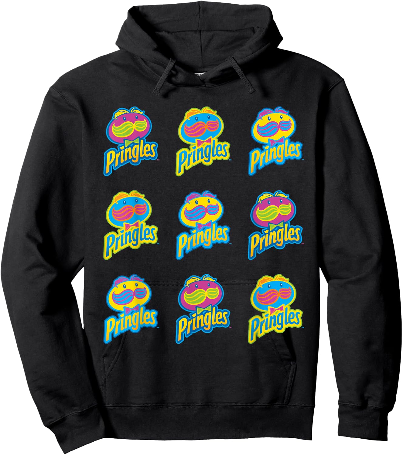 Pringle's Neon Logo Pattern T Shirt Hoodie - Hoodie | Black