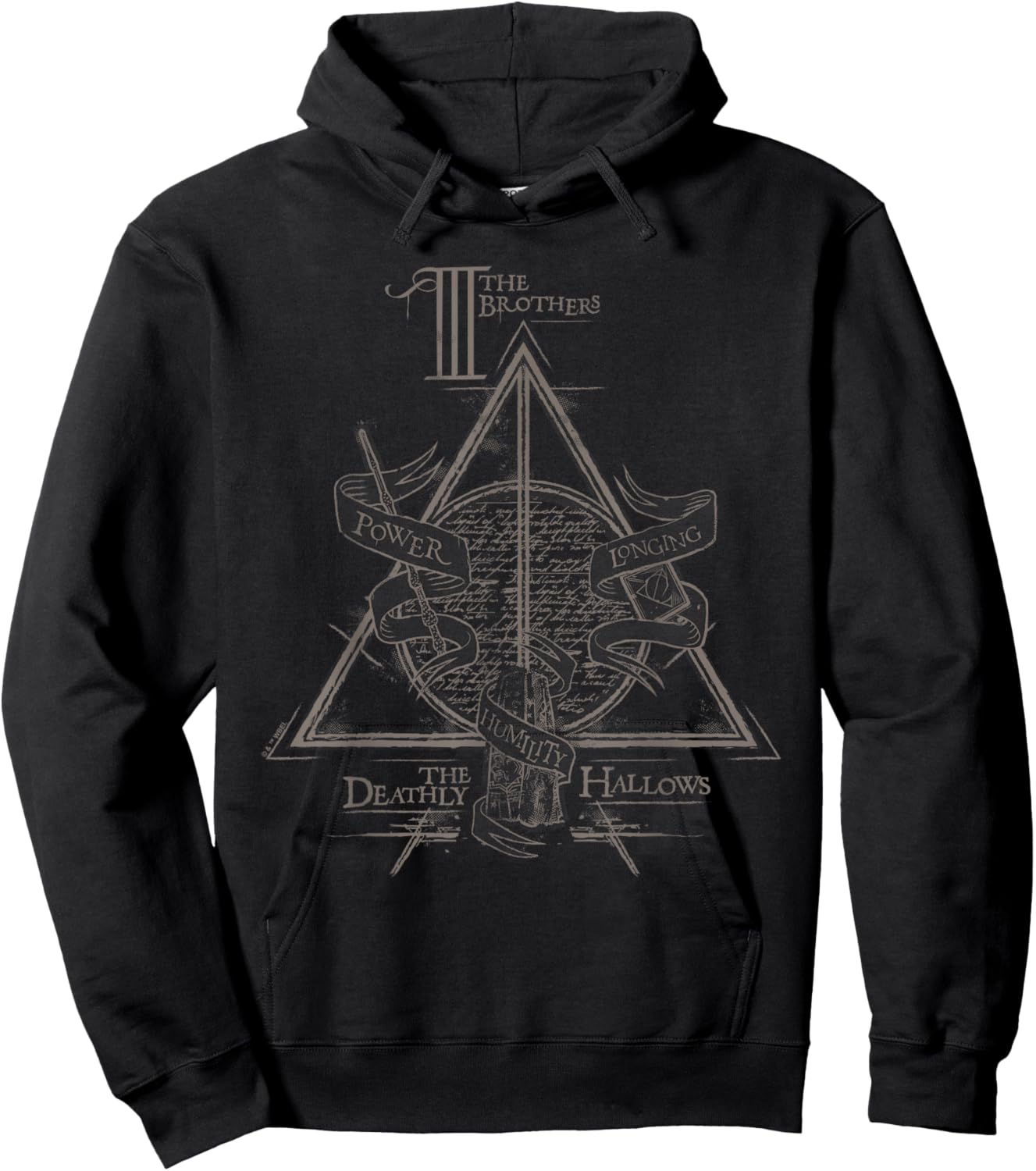 Harry Potter Black Three Brothers Deathly Hallows , , Small, Short Sleeve, Cotton 100% Hoodie - Hoodie | Black