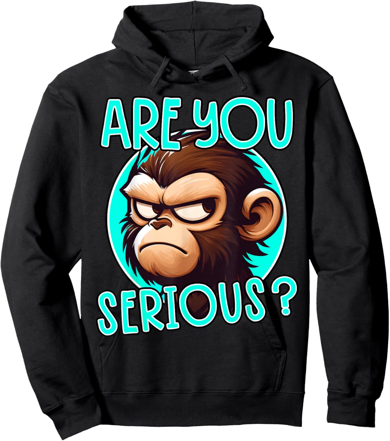 Are You Serious Grumpy Funny Monkey Meme Humor Hoodie - Hoodie | Black