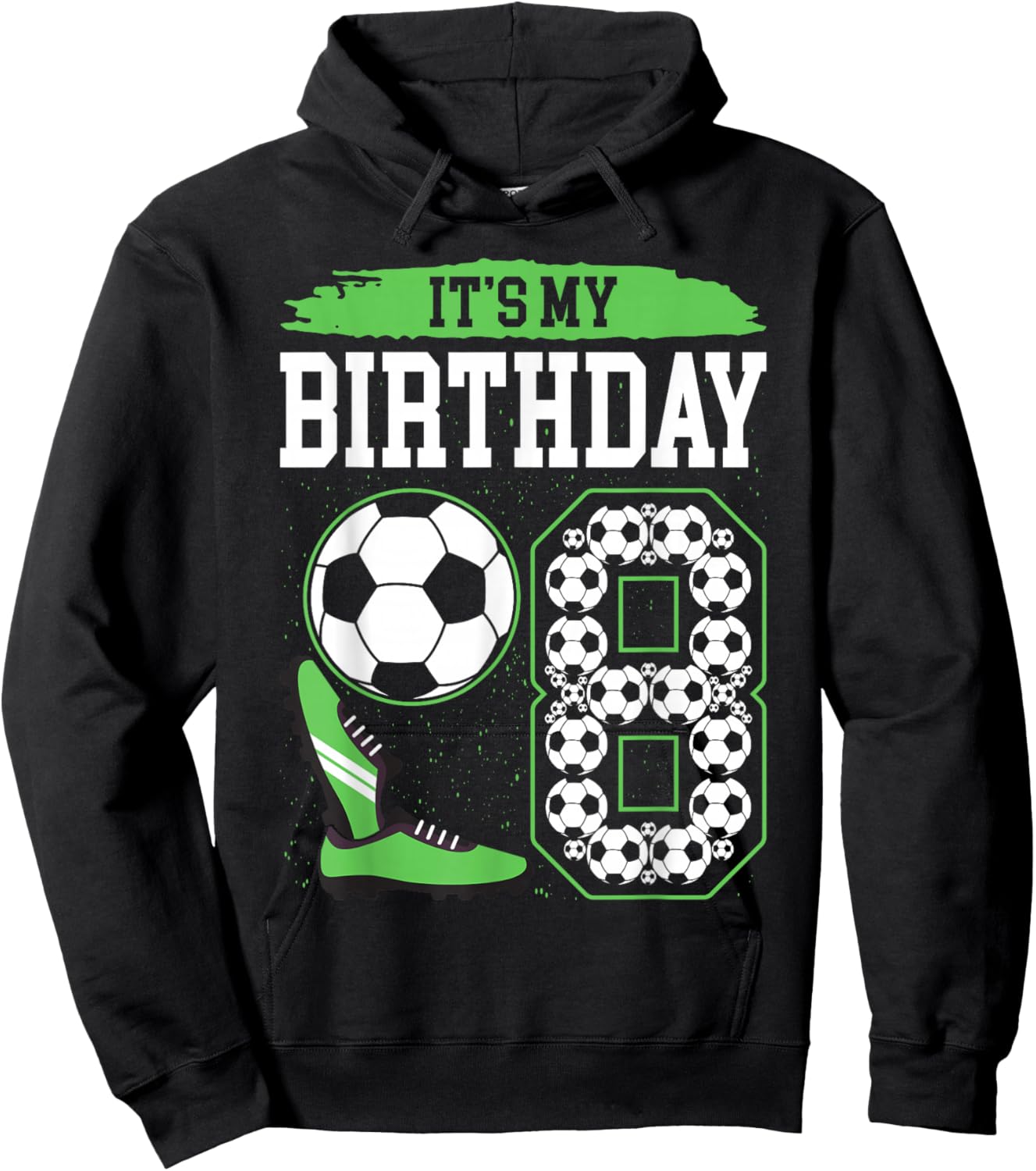 It's My 8th Soccer Birthday Party 8th Birthday Boy Soccer Hoodie - Hoodie | Black