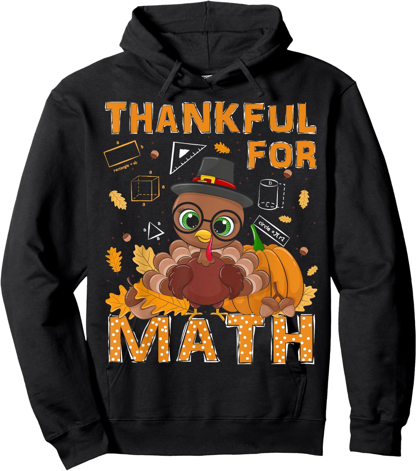 Thankful Math Turkey Teacher Happy Thanksgiving Hoodie - Hoodie | Black