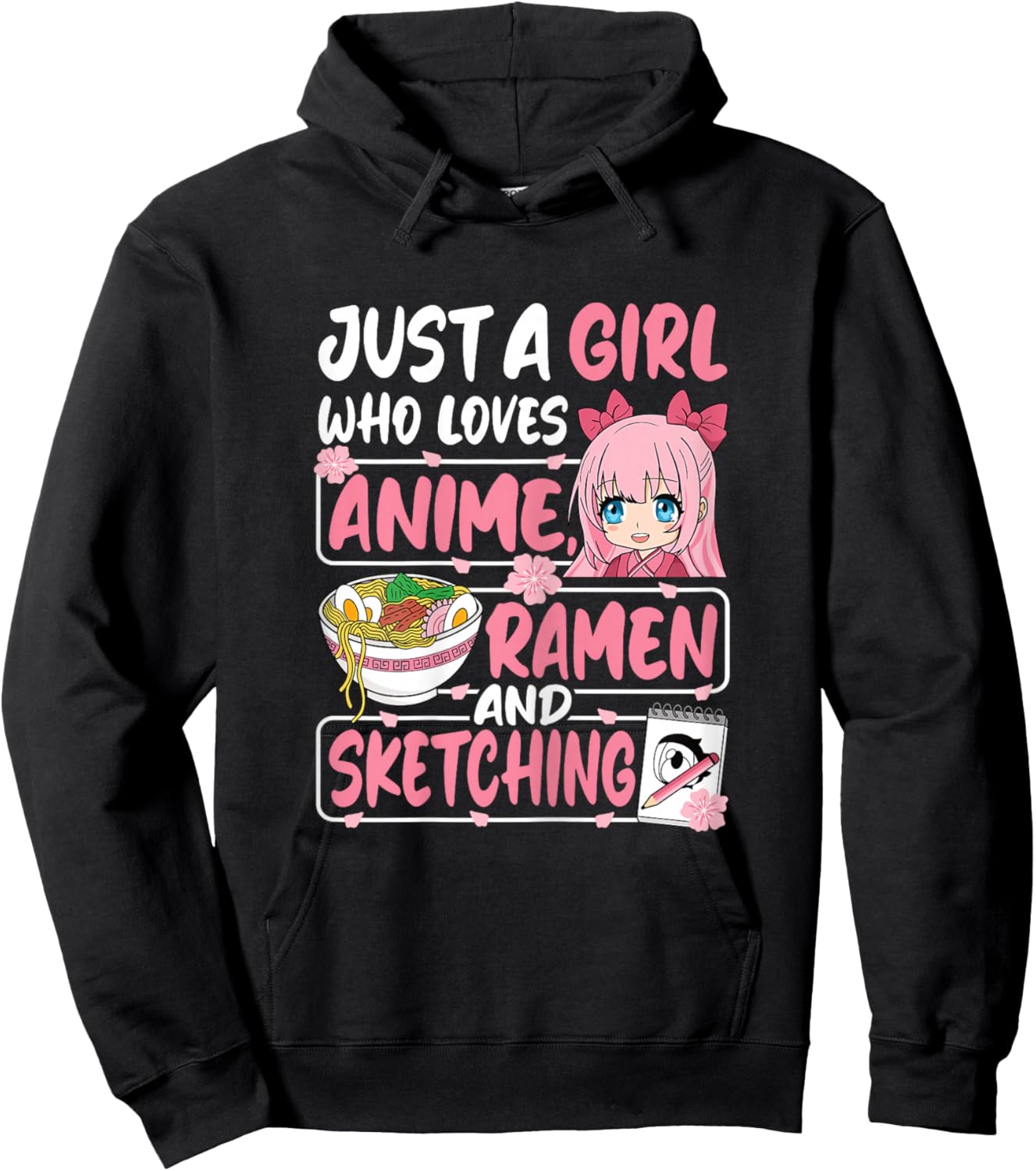 Just A Girl Who Loves Anime Ramen and Sketching Japan Women Hoodie - Hoodie | Black