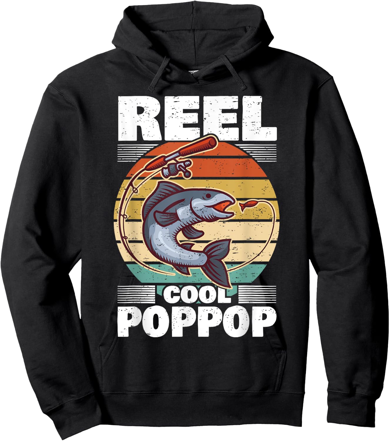 PopPop Father's Day Fish Angling Fishing Angler Reel Hoodie - Hoodie | Black