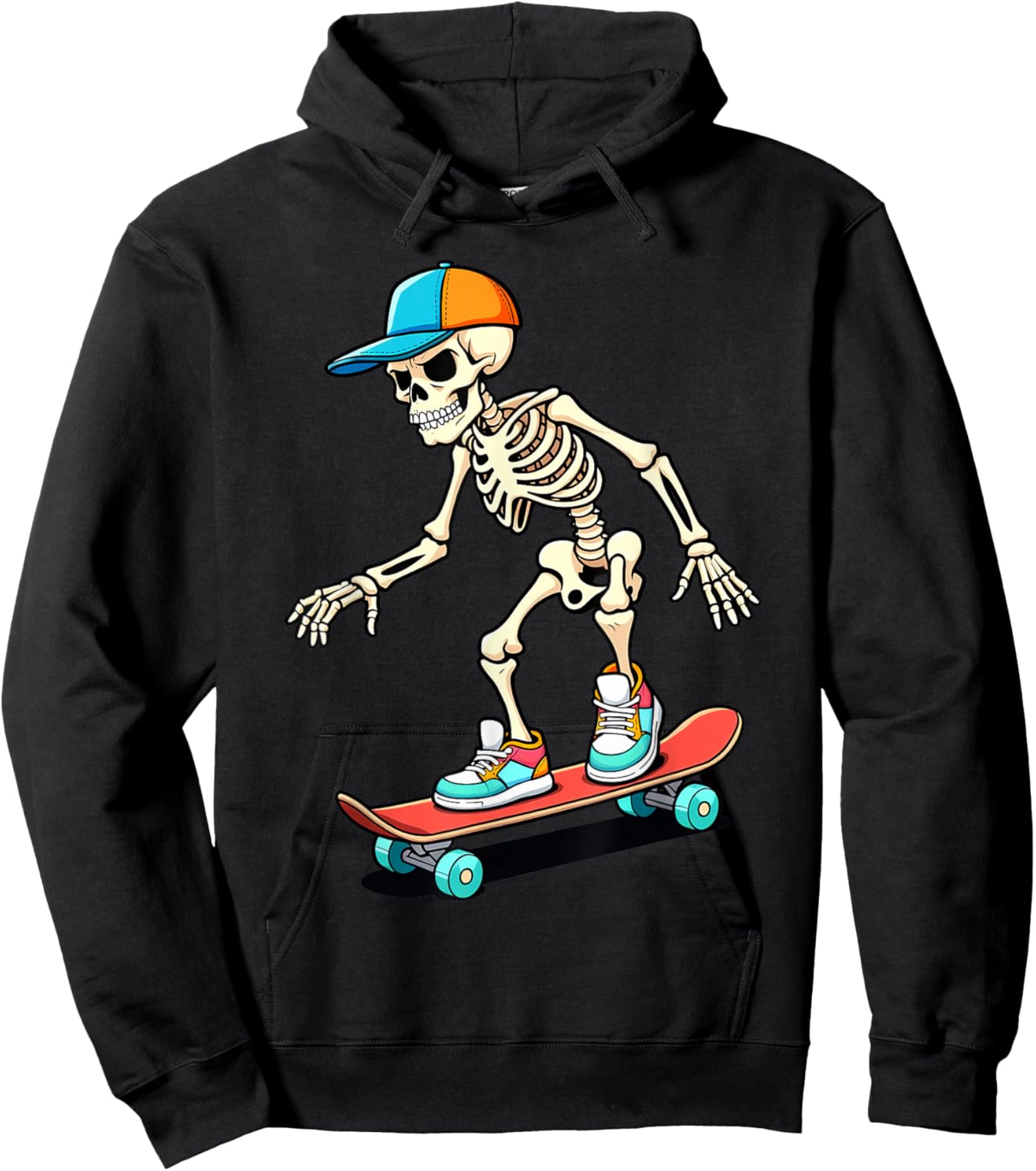 Skeleton Skateboarding Skater Skating Boys Kids Hoodie - Hoodie | Black