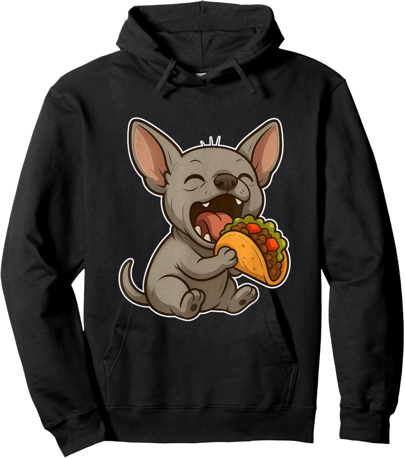 Funny Xolo Dog Eating a Big Taco Kawaii Cartoon Hoodie - Hoodie | Black