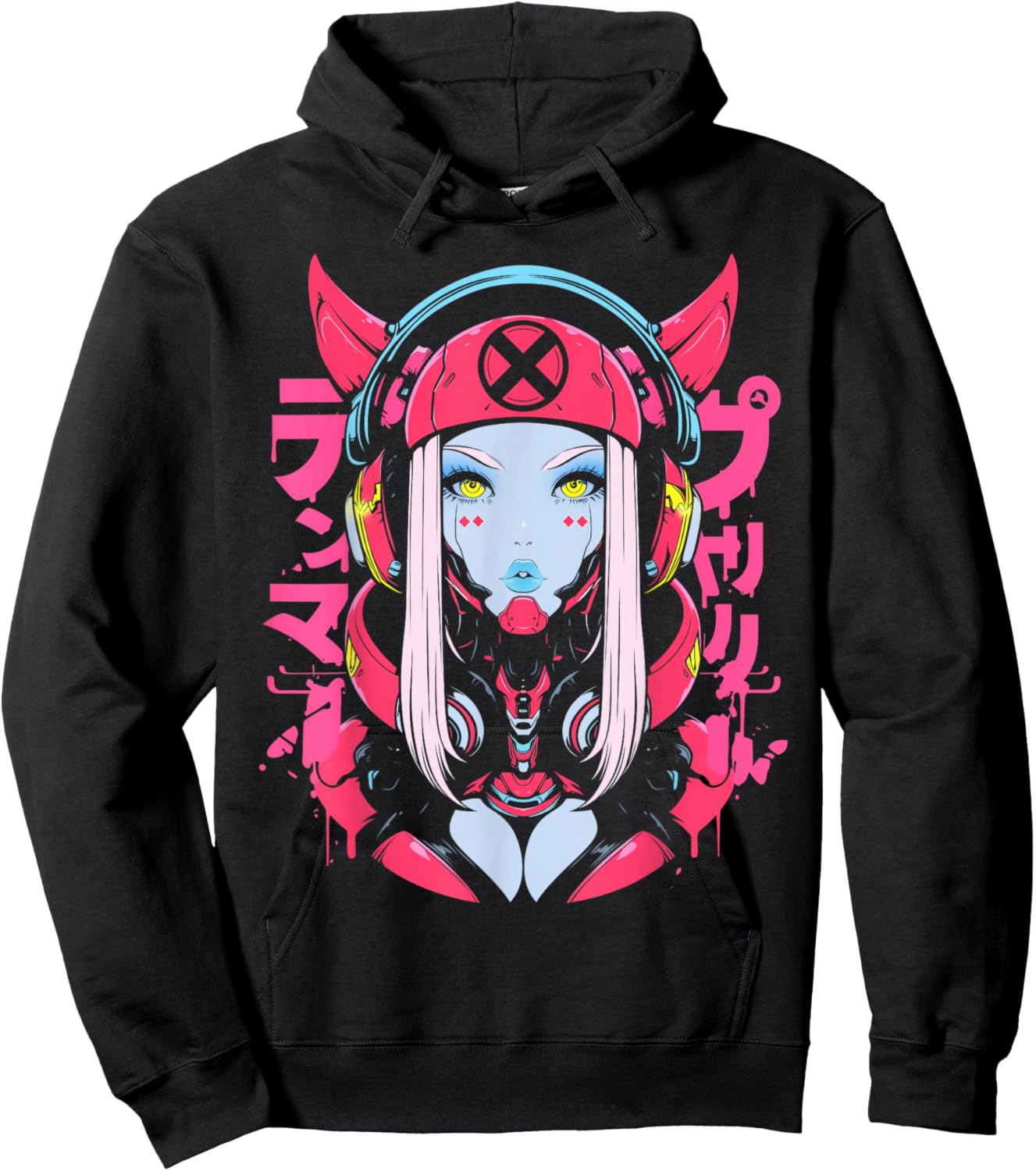 Anime Manga Cyberpunk Aesthetic Techwear Harajuku Waifu Hoodie - Hoodie | Black