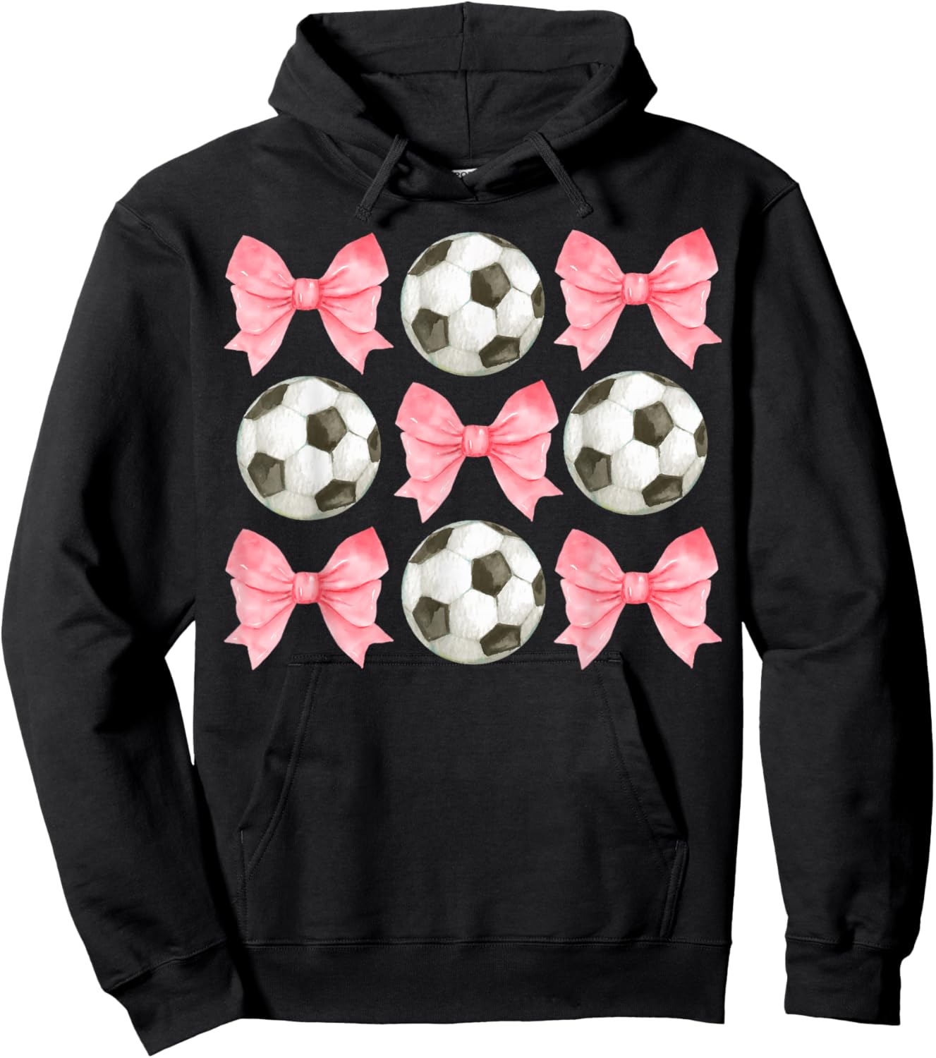 Soccer Mom Sister Tween Teen Girl Girly Pink Bow Preppy Hoodie - Hoodie | Black