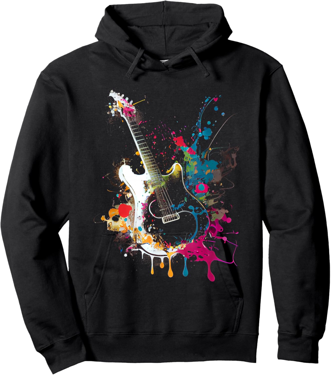 Guitar Design Colourful Musician Guitar Gift Guitarist Hoodie - Hoodie | Black
