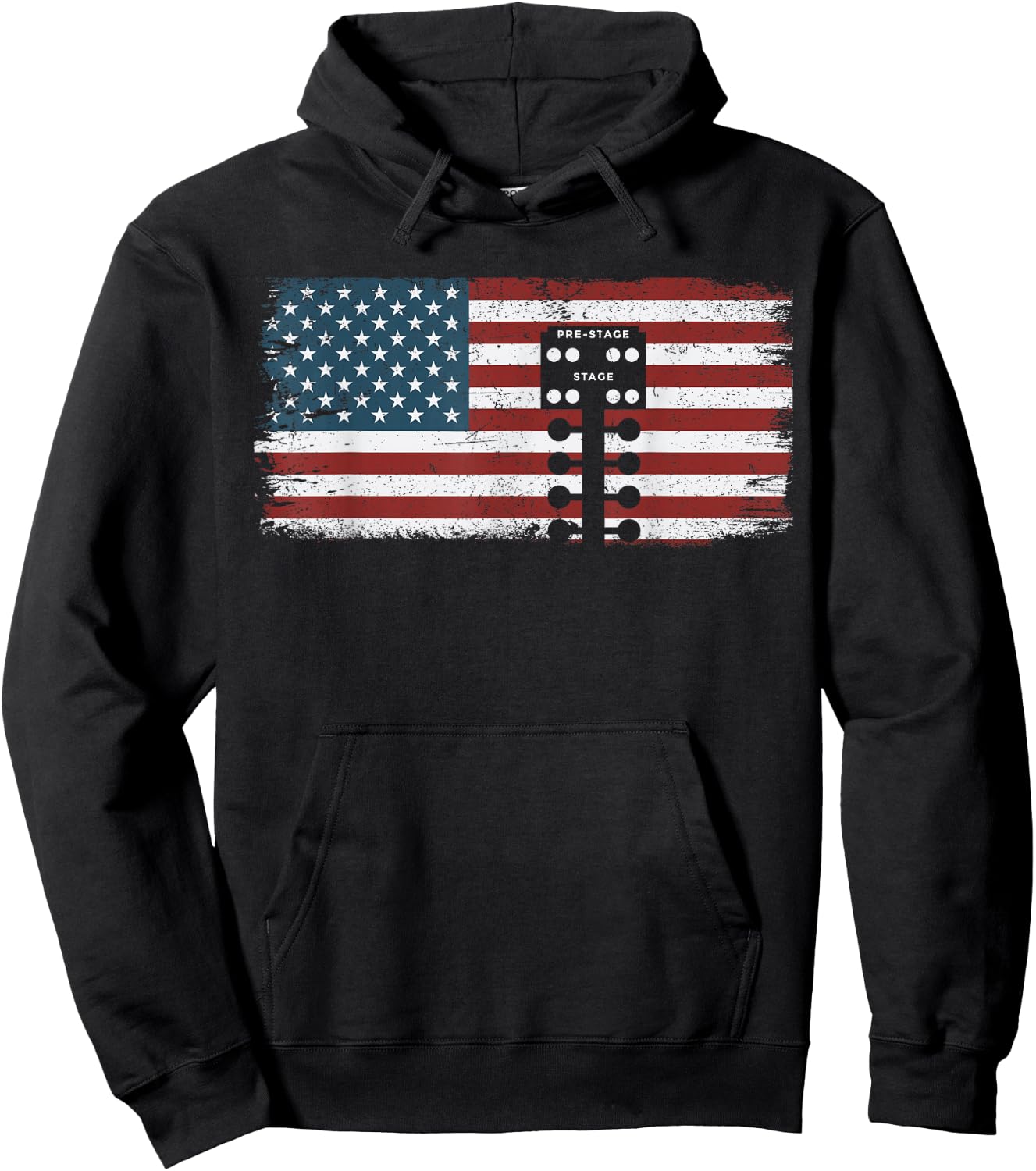 Drag Racing Race Car American Flag Vintage Hoodie - Hoodie | Black