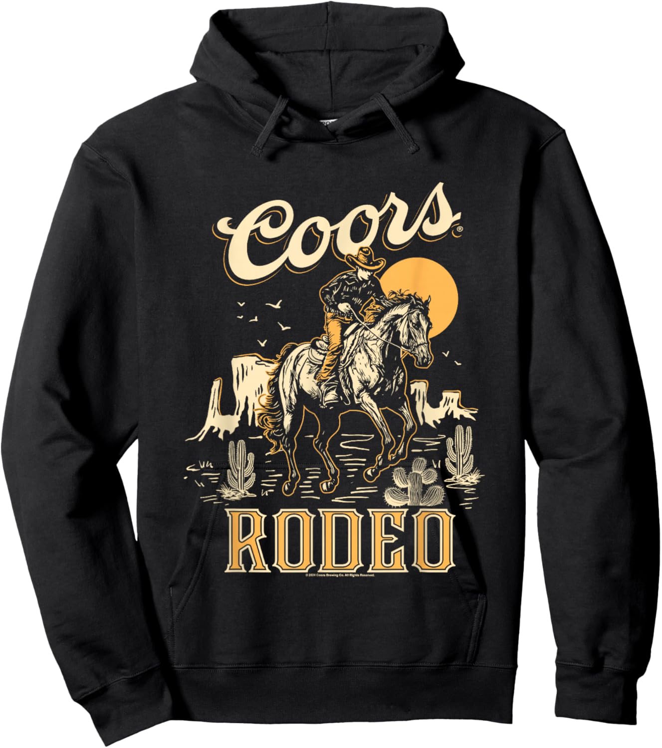 Coors Brewing Company Rodeo Vintage Outline Big Chest Poster Hoodie - Hoodie | Black