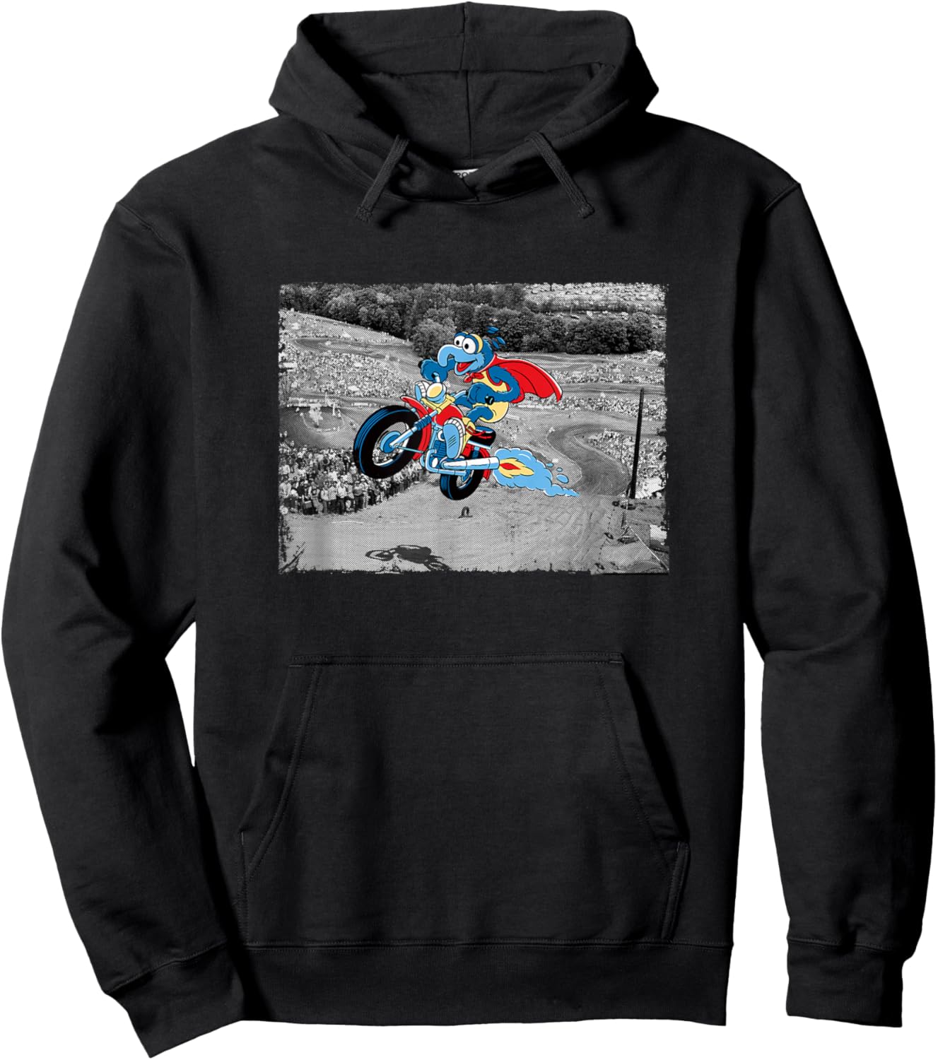 Disney The Muppets Gonzo Motorcycle Ride Big Chest Poster Hoodie - Hoodie | Black