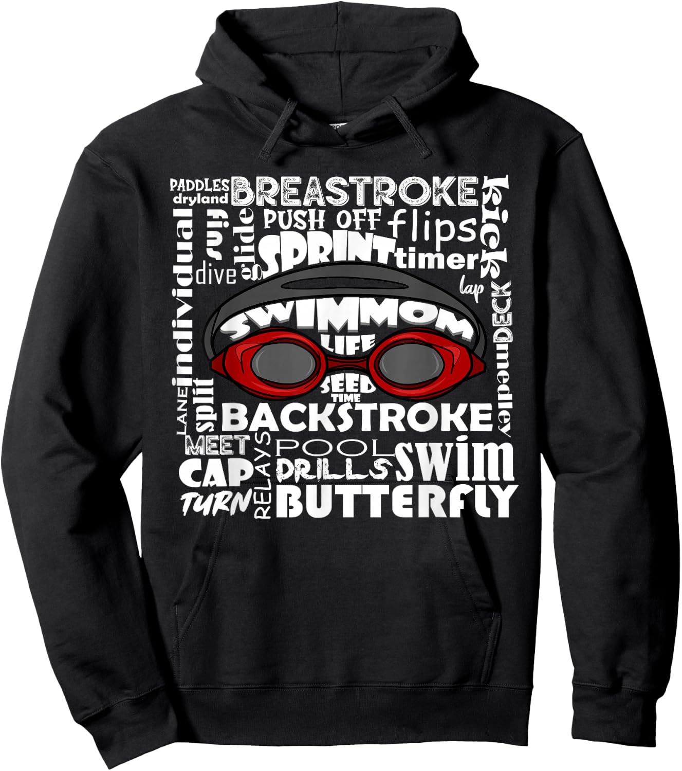 Swim Mom Swimmer Funny Swimming Sport Goggles Practice Team Hoodie - Hoodie | Black