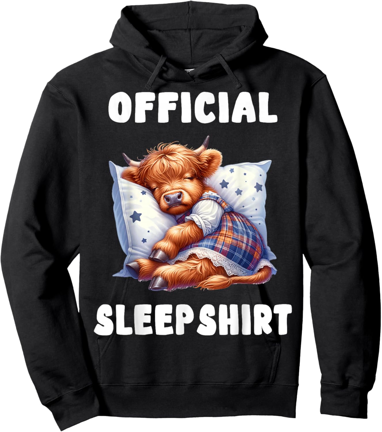 Highland_cow - Official Sleepshirt Pajamas Nightgown Hoodie - Hoodie | Black