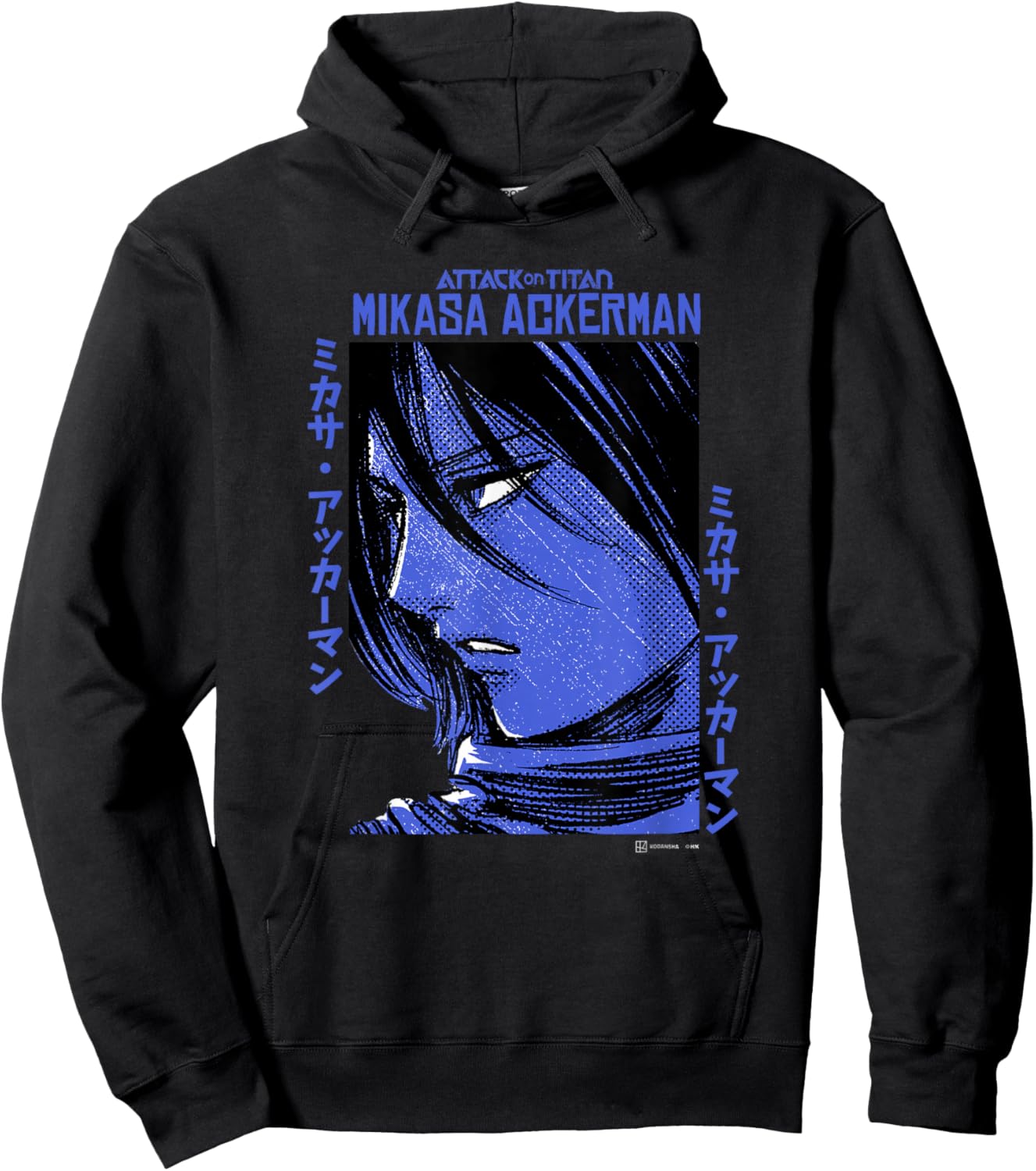 Attack on Titan Mikasa Ackerman Japanese Manga Face Portrait Hoodie - Hoodie | Black
