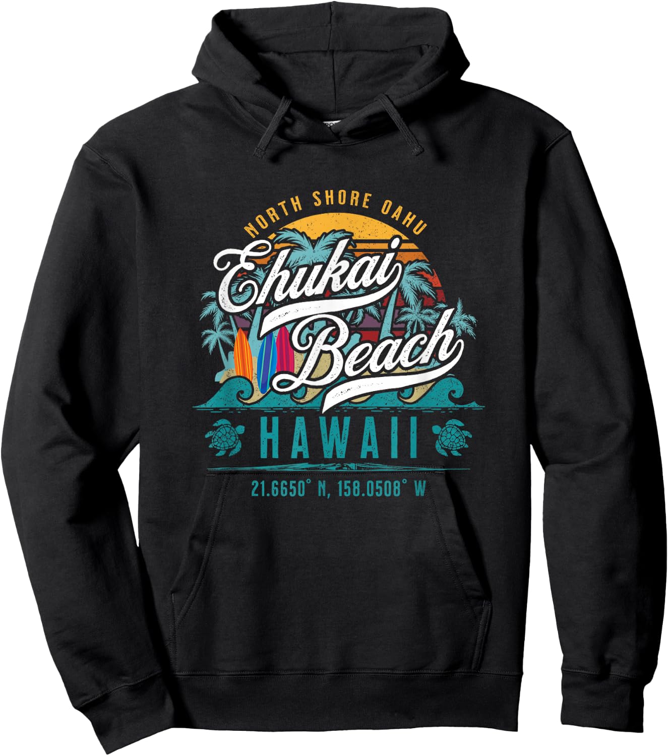 Ehukai Beach North Shore Oahu Hawaii Banzai Pipeline Surfing Hoodie - Hoodie | Black