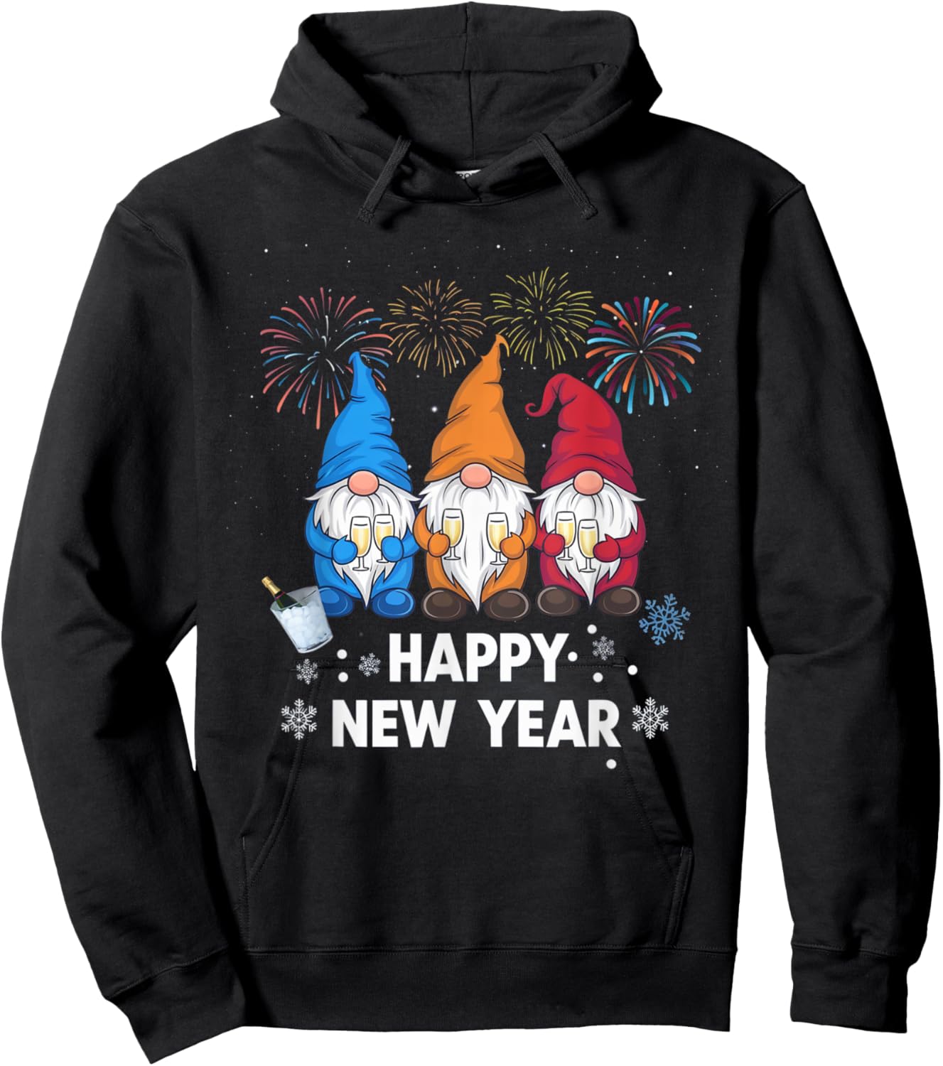 Happy New Years Eve Party Gnomes Matching Family Outfit Hoodie - Hoodie | Black